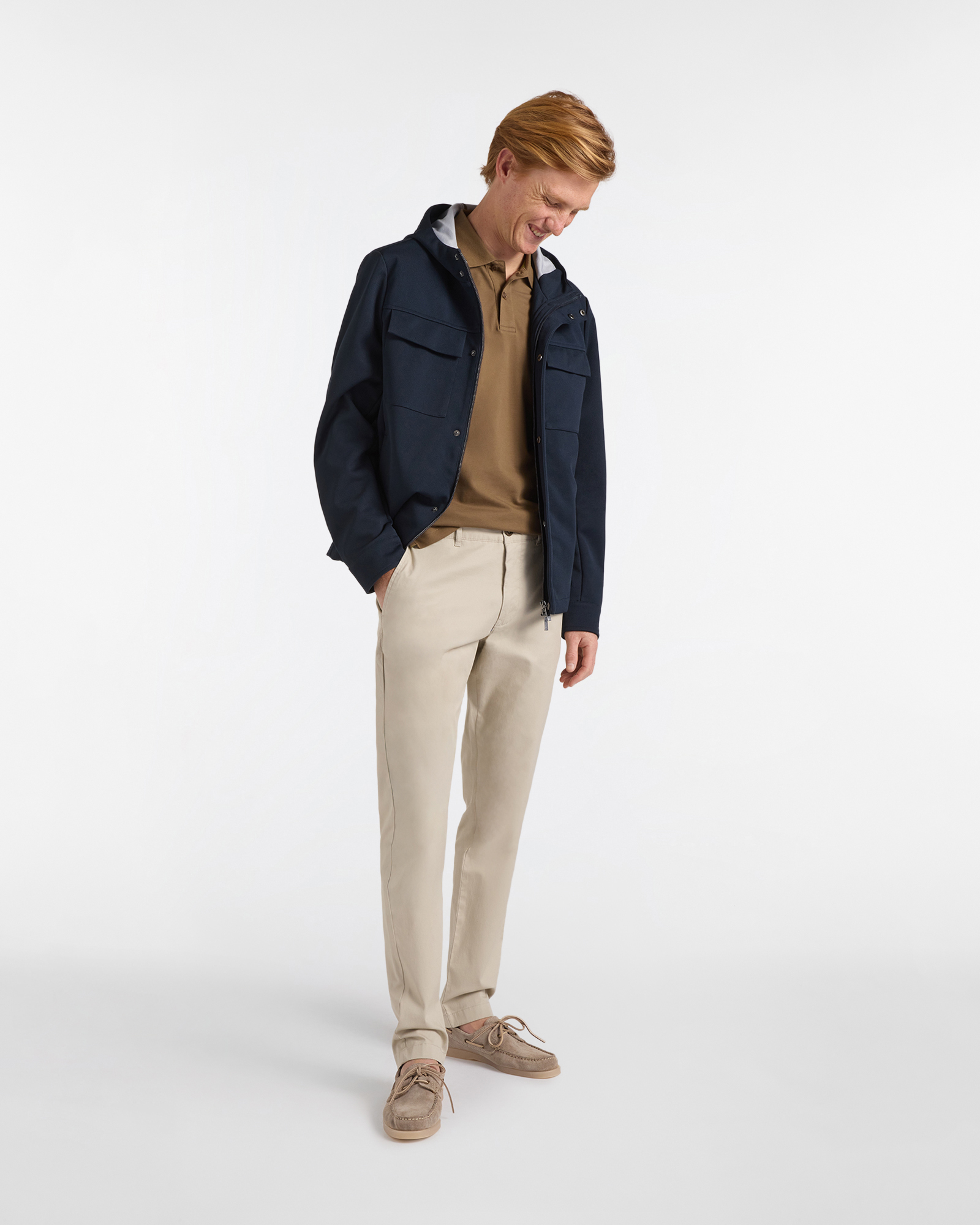 Chino Uomo Narrow in Tessuto Dobby, Beige, large image number 3