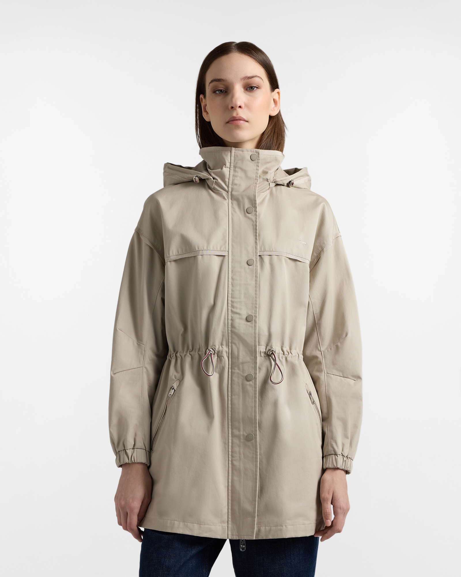 Giacca con cappuccio e coulisse, Donna, Grigio, Taglia: 36