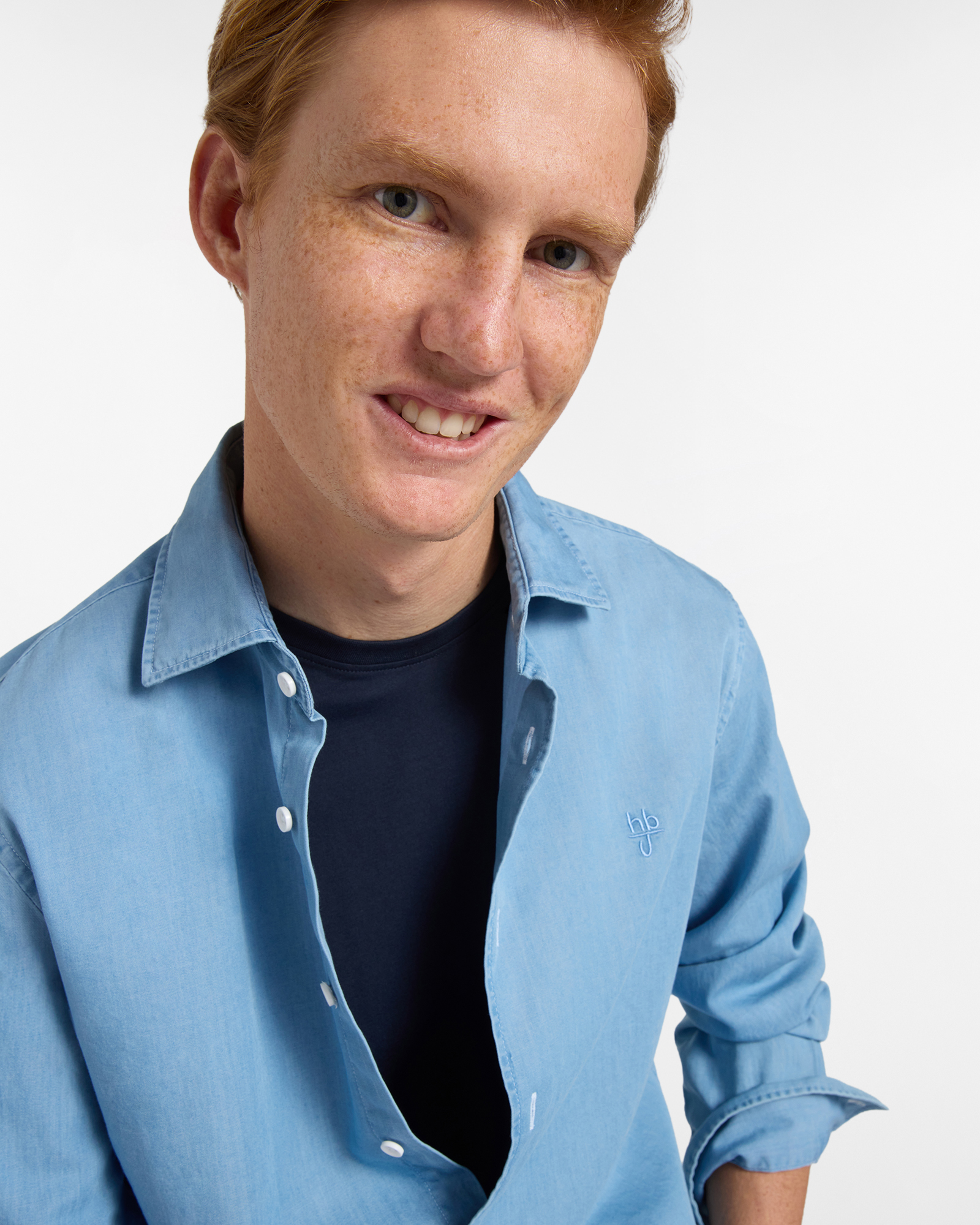 Camicia Uomo in Denim con Pinces sul Retro, Blu denim, large image number 2