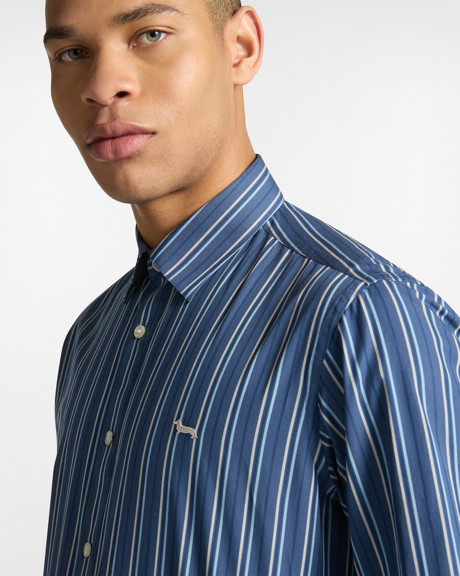 Striped Cotton Shirt, Dark Lavander, large image number 2