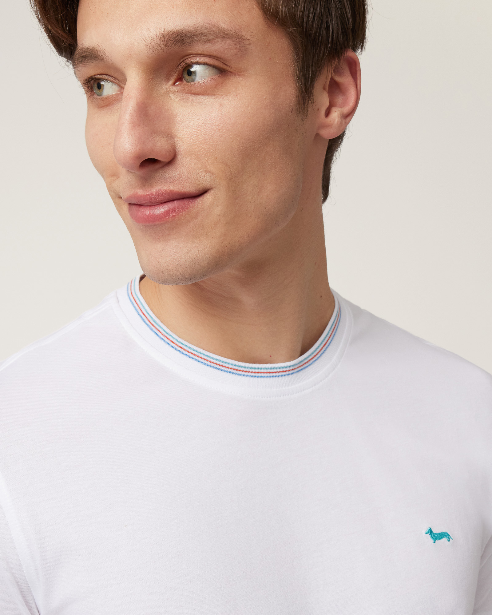 T-Shirt with Striped Details, White, large image number 2