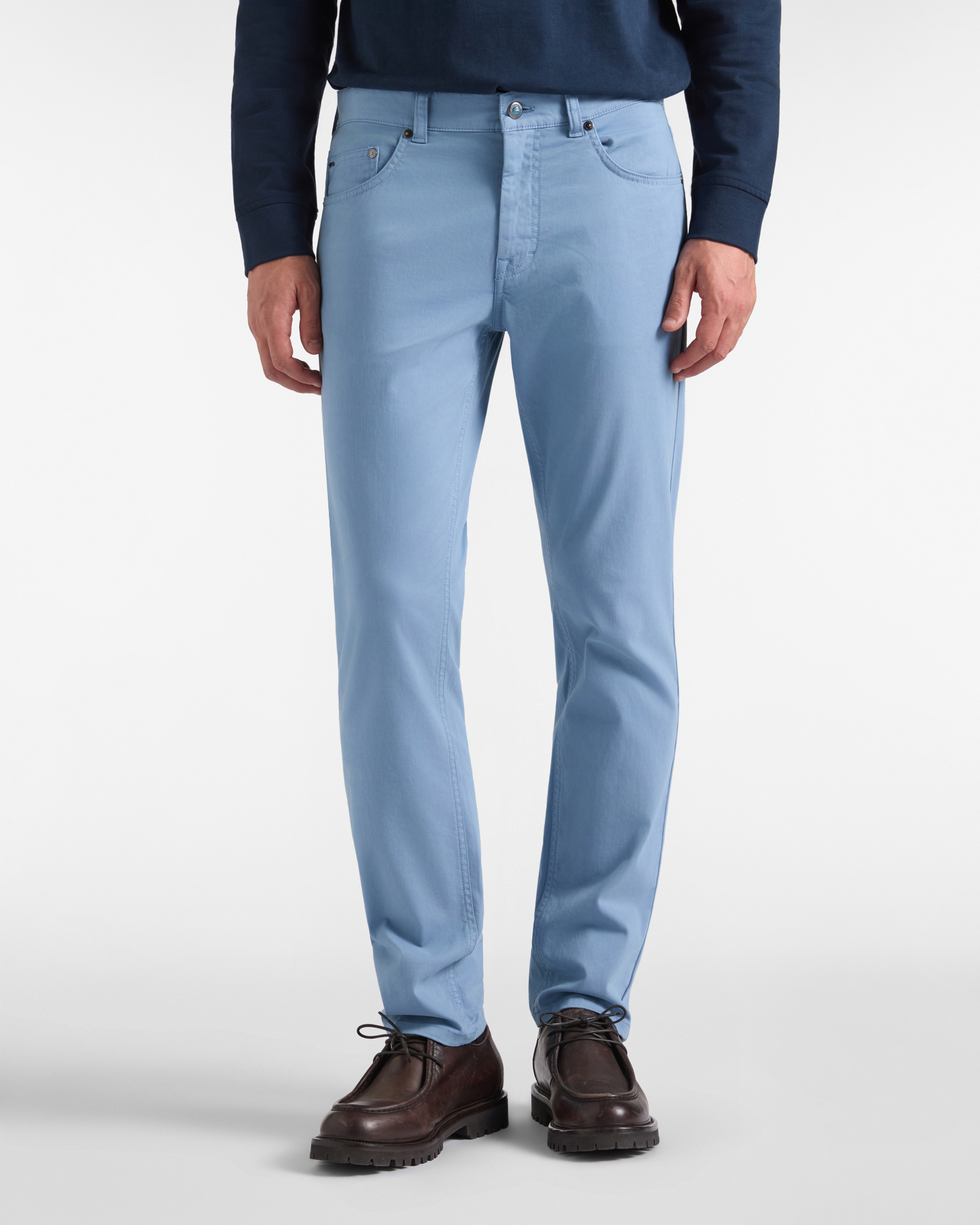 Men&rsquo;s narrow-fit dark blue stretch cotton 5-pocket jeans