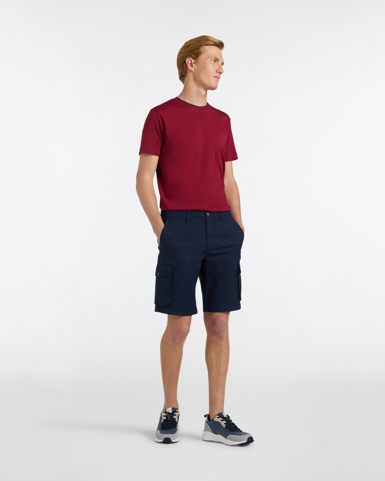 T‑shirt Uomo con Patch Logo 3D Narrow Fit, Rosso scuro, large image number 3