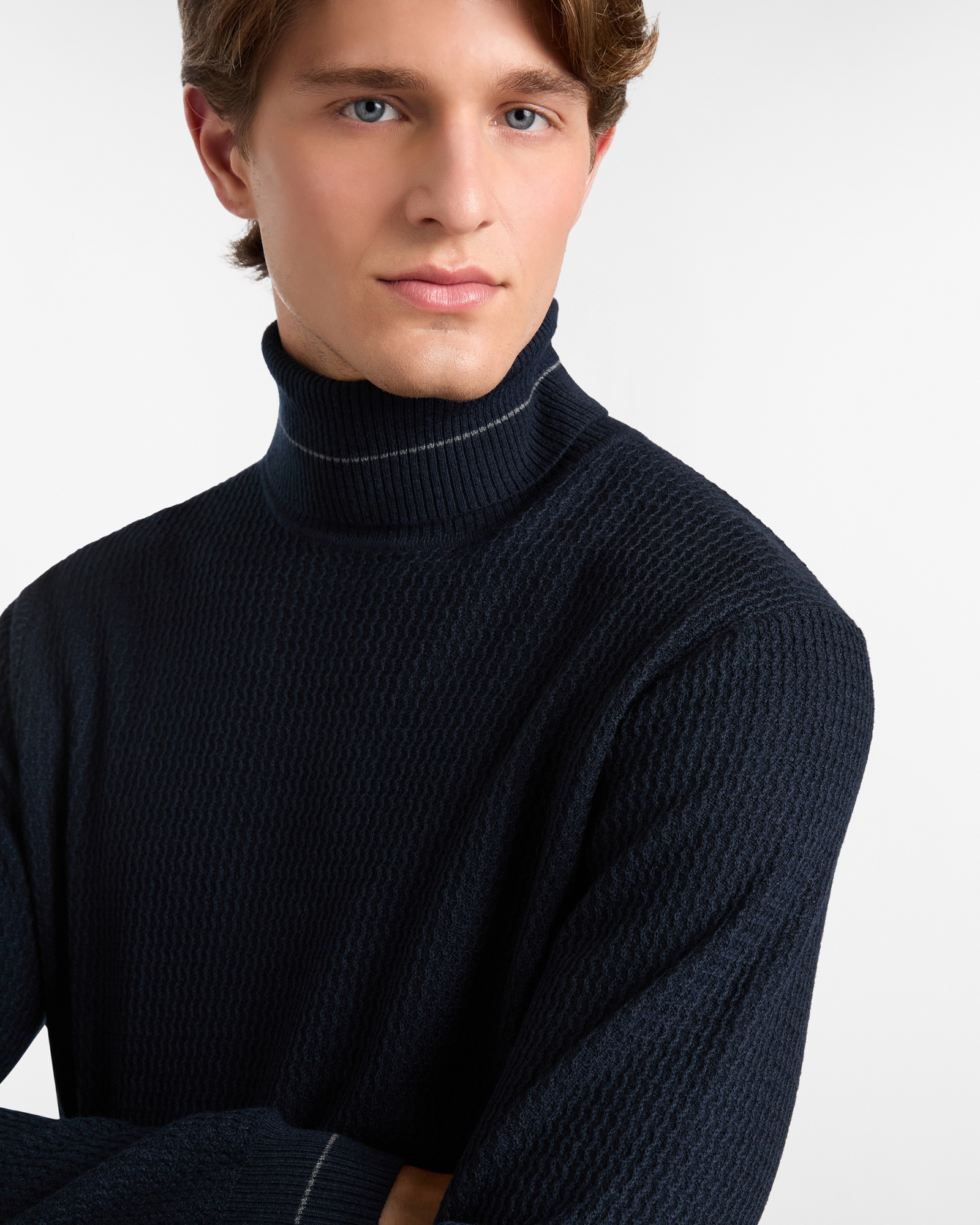 Dolcevita con Lavorazione Testurizzata, Blu Scuro, large image number 2