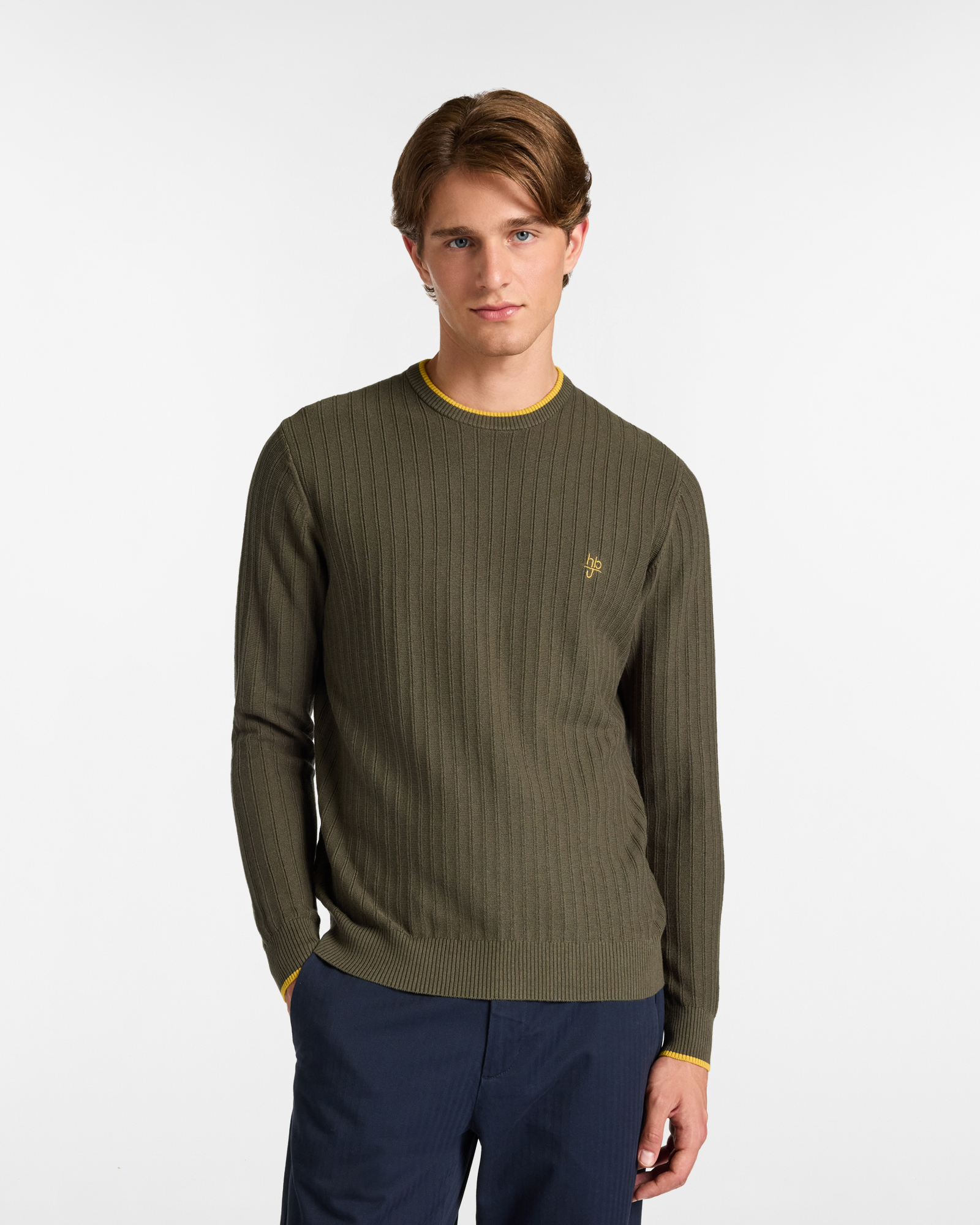 Crew Neck Sweater with Contrast Details
