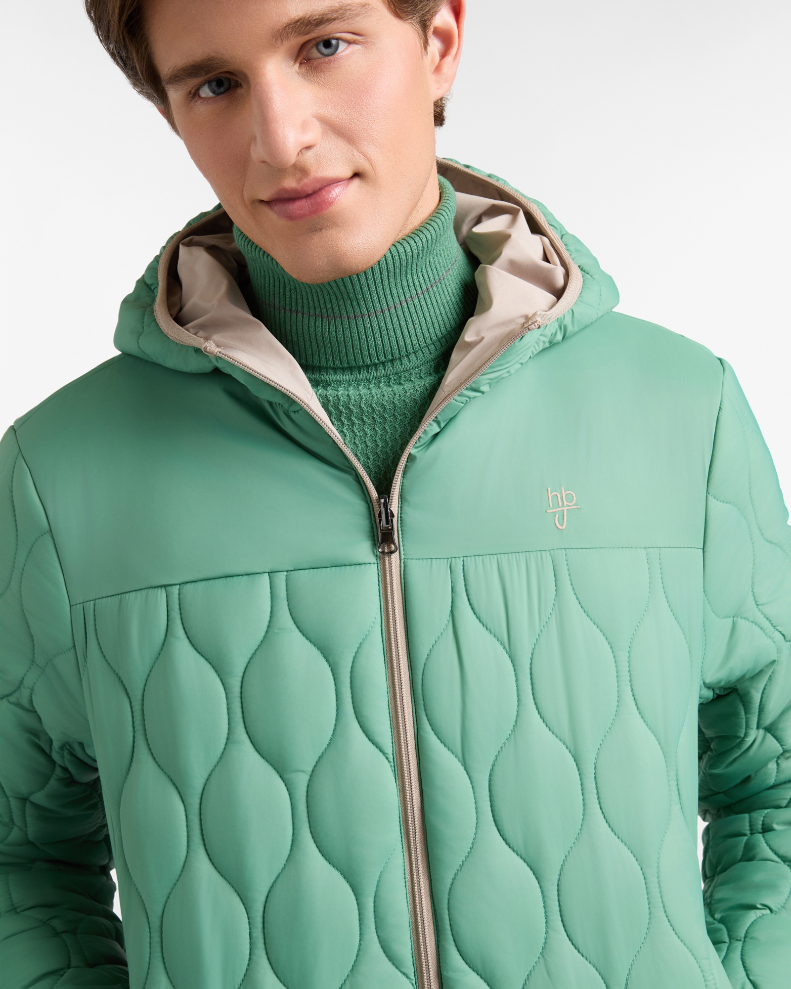 Double-Faced Padded Jacket with Hood, Beige, large image number 2
