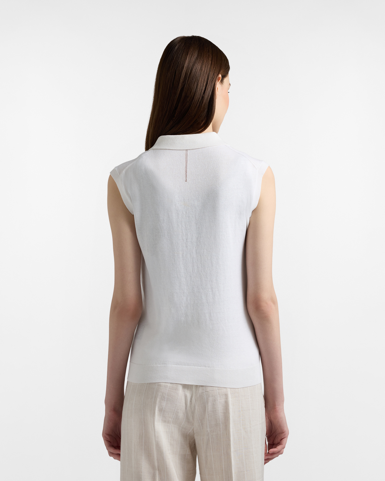 Silk blend knit polo shirt