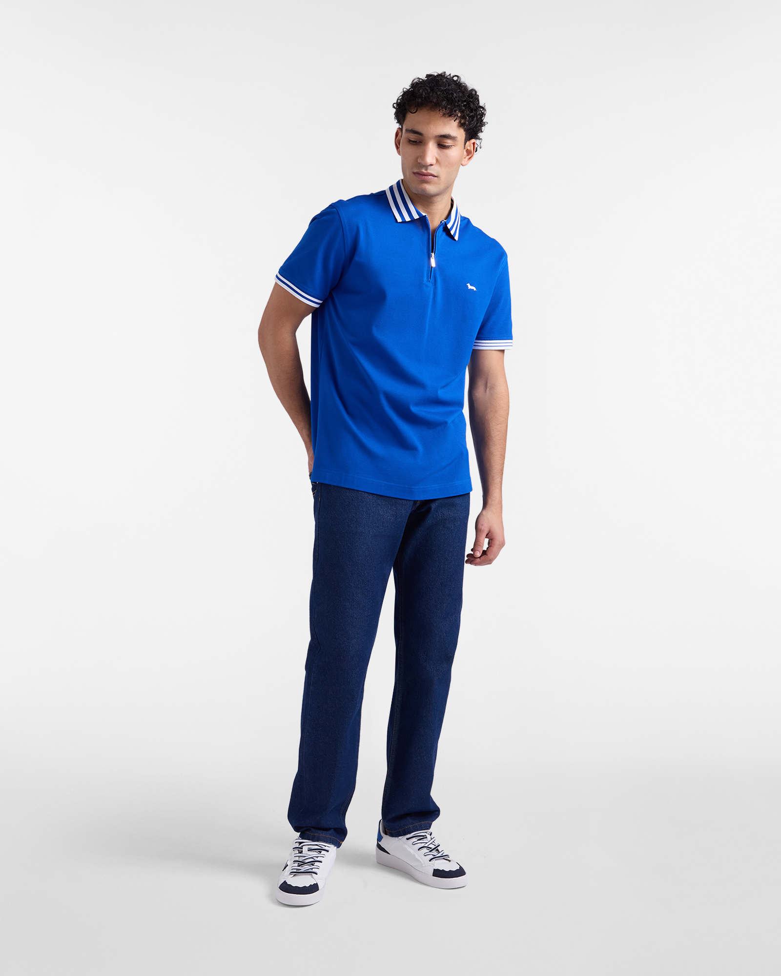 Polo de hombre con cremallera de la C&aacute;psula Sorbetto, Azul, large image number 3