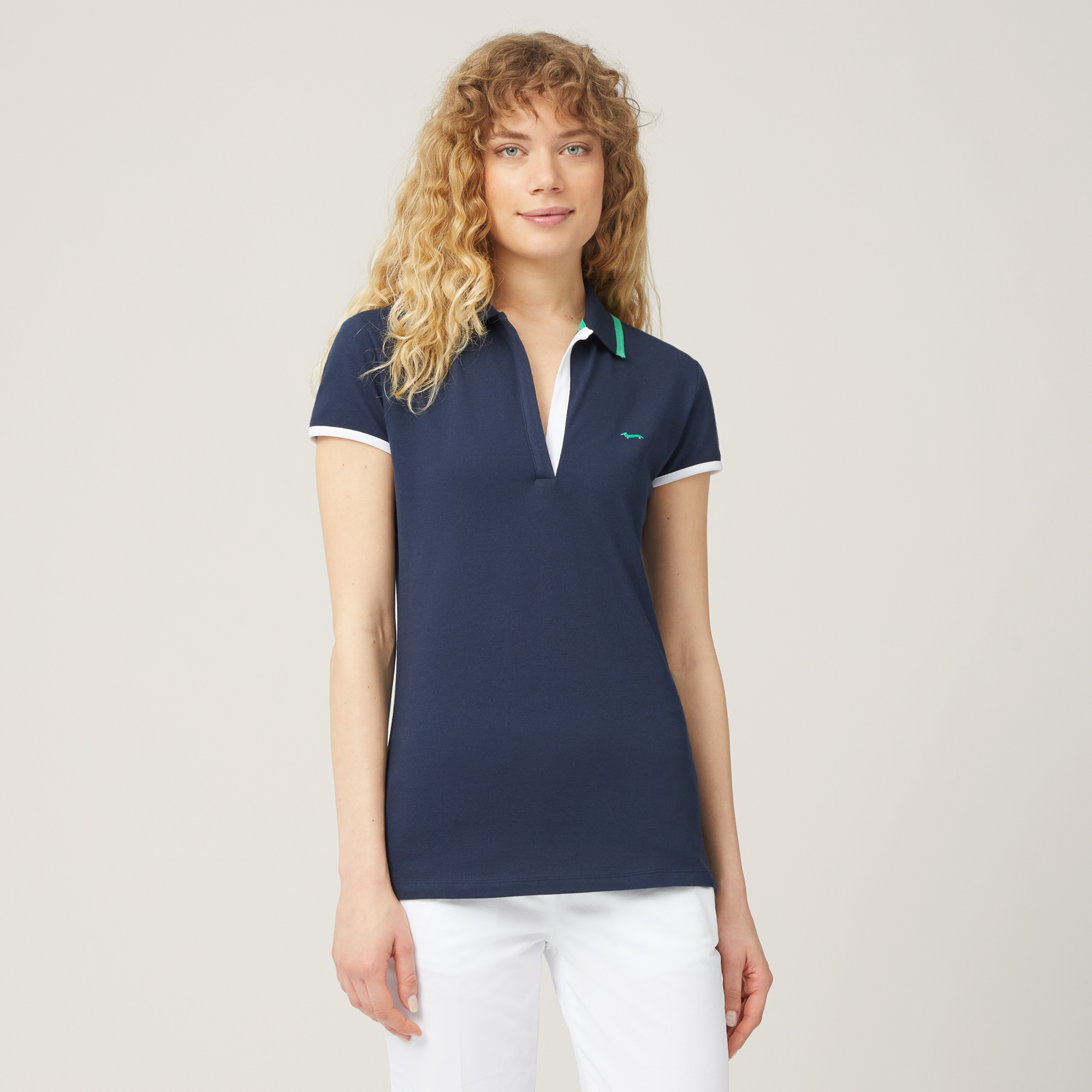 Buttonless Polo, Blue, large