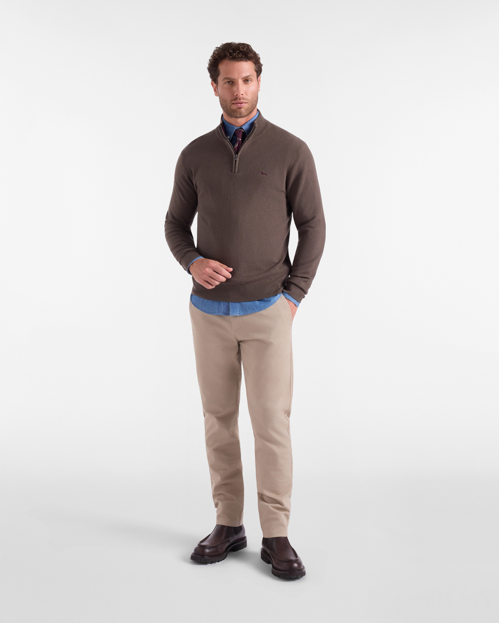 Men&rsquo;s narrow-fit stretch cotton chino pants, BEIGE, large