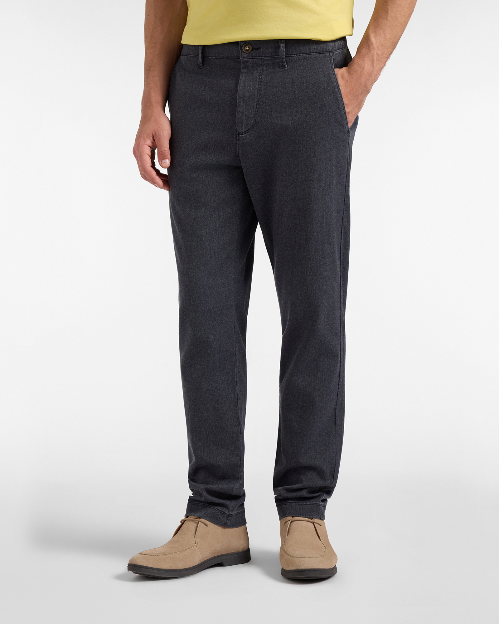 Pantalone Chino HBJ Uomo D-Fit con Elastico Laterale in Vita, BLU SCURO, large
