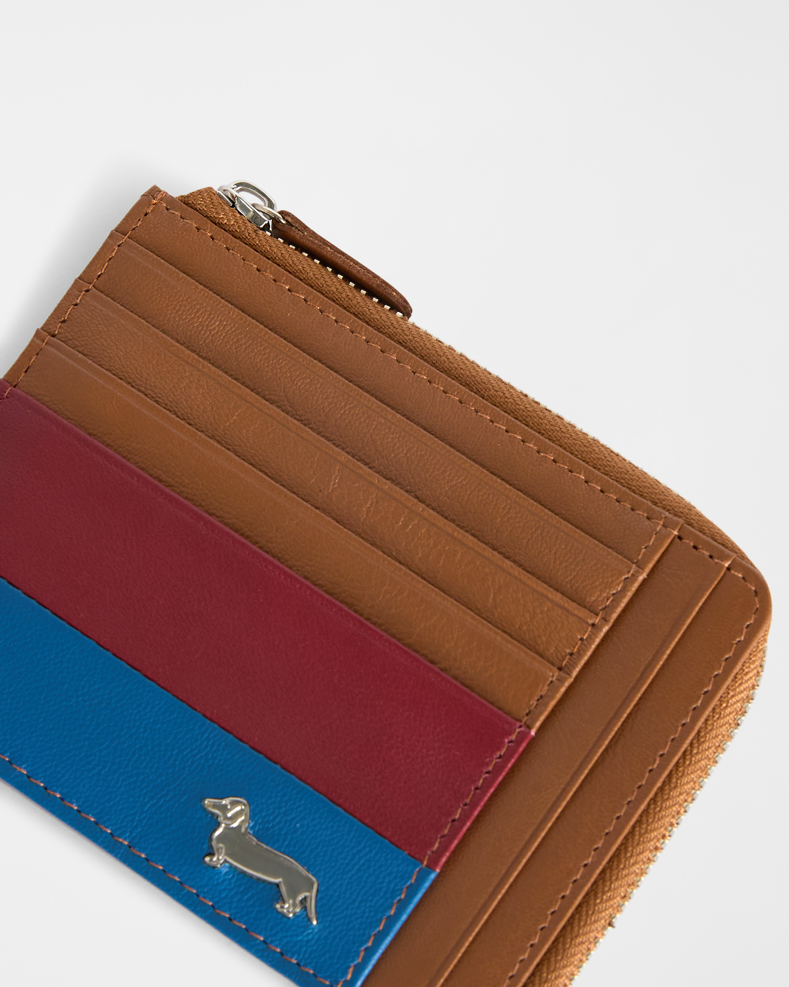 Leather zip coin purse, Beige, large image number 2