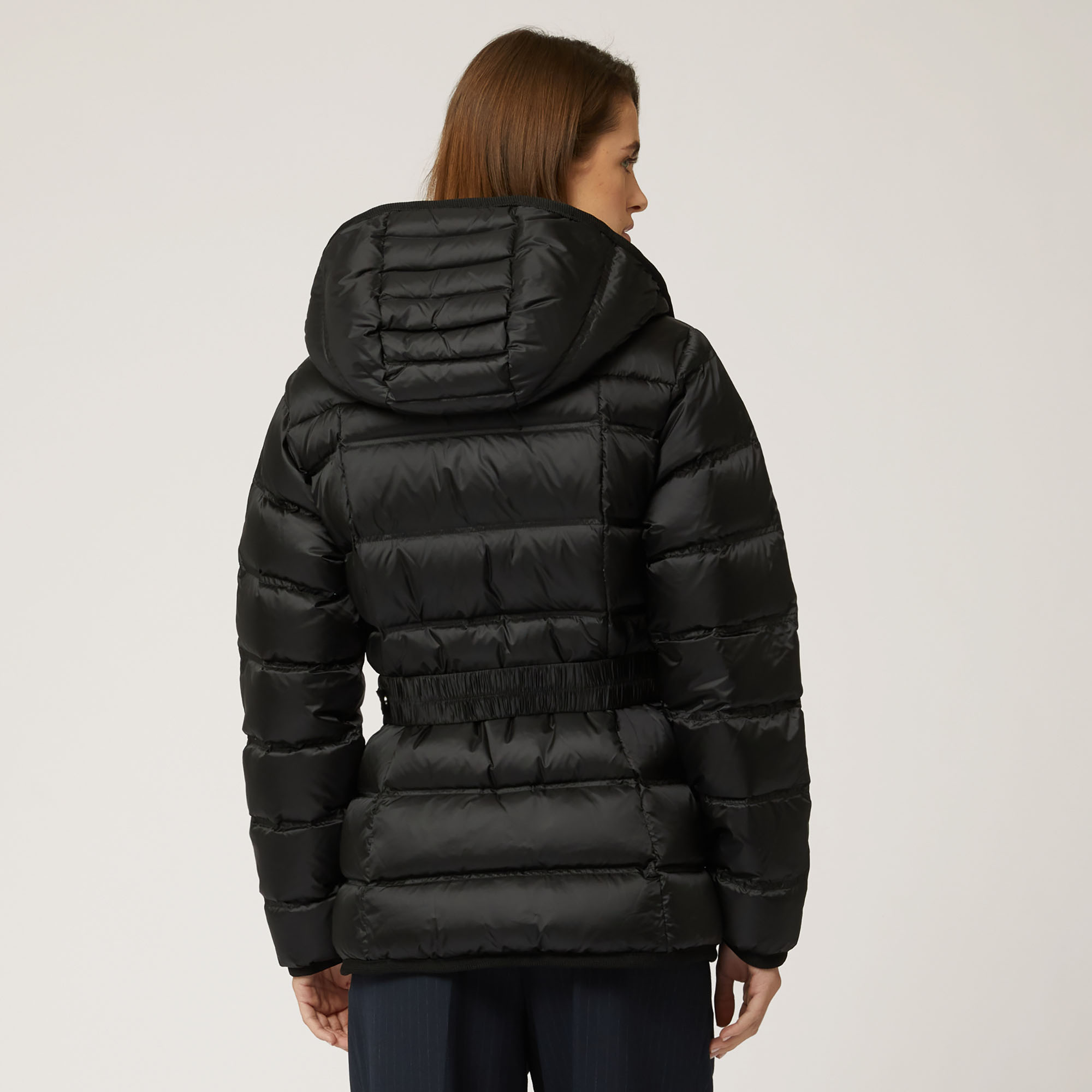 Kurze Wattierte Jacke Mit Gürtel, Schwarz, large image number 1