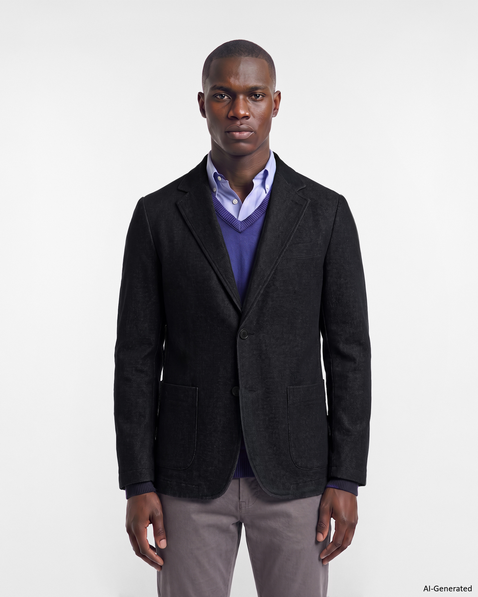 Giacca HBJ Uomo in Misto Lana Effetto Denim Blu Scuro