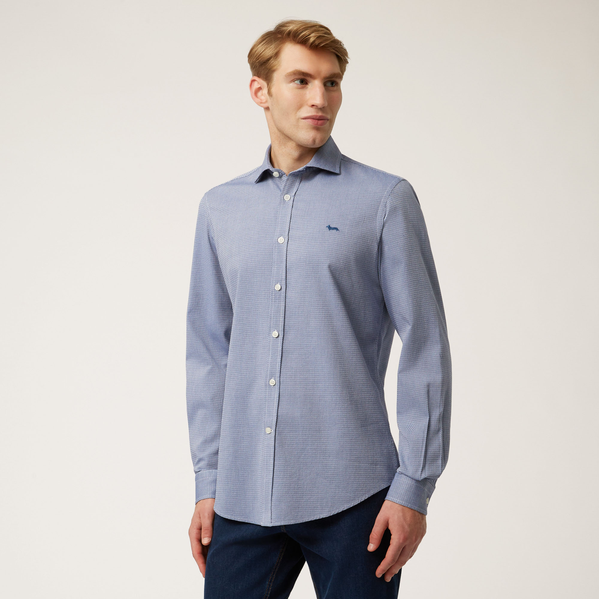Camicia Con Contrasti Interni, Blu Navy, large