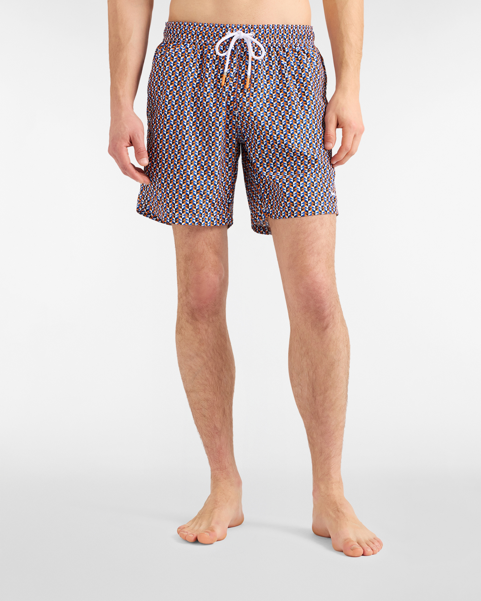 Men's swim shorts with geometric pattern