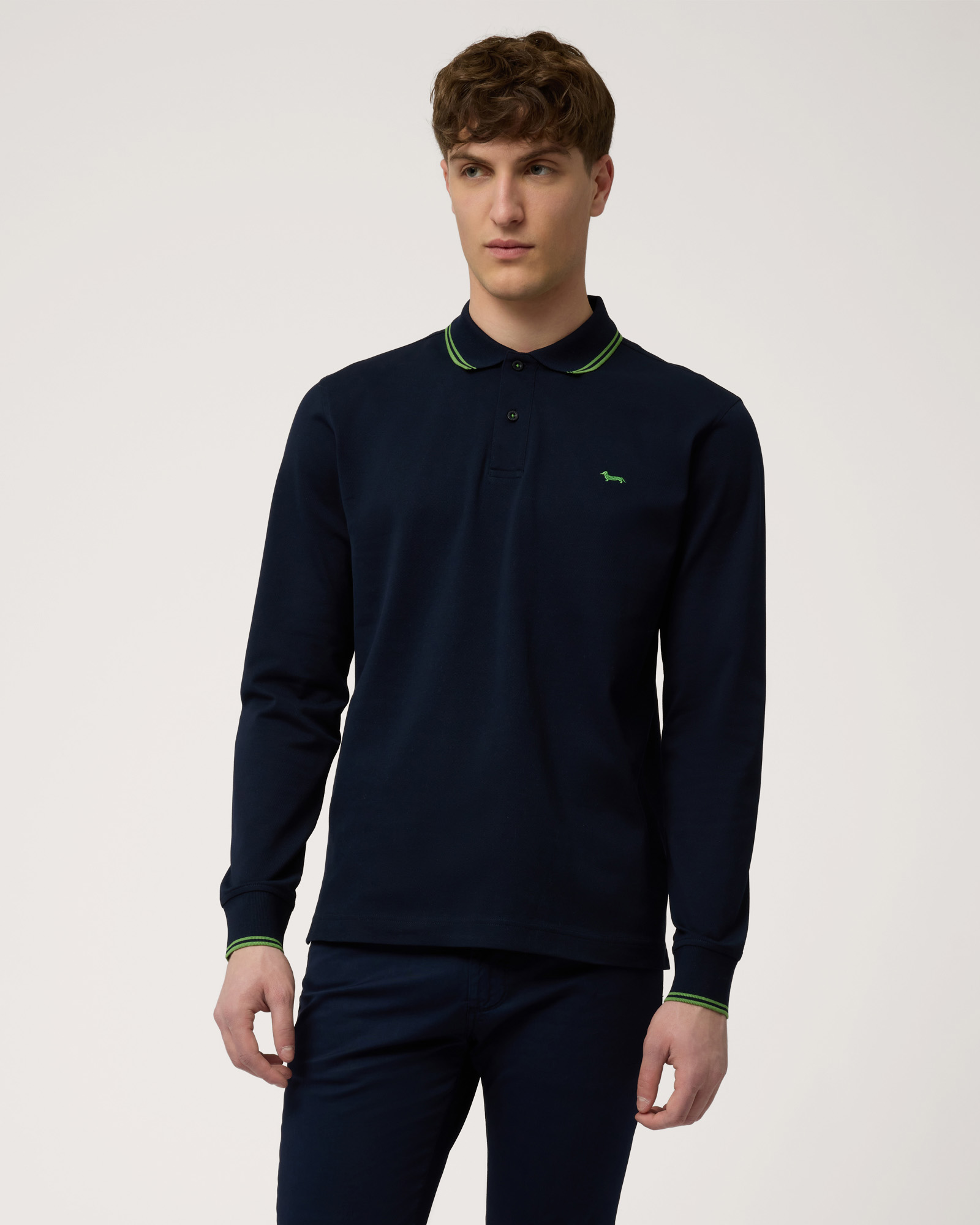 Long-Sleeved Cotton Polo Shirt