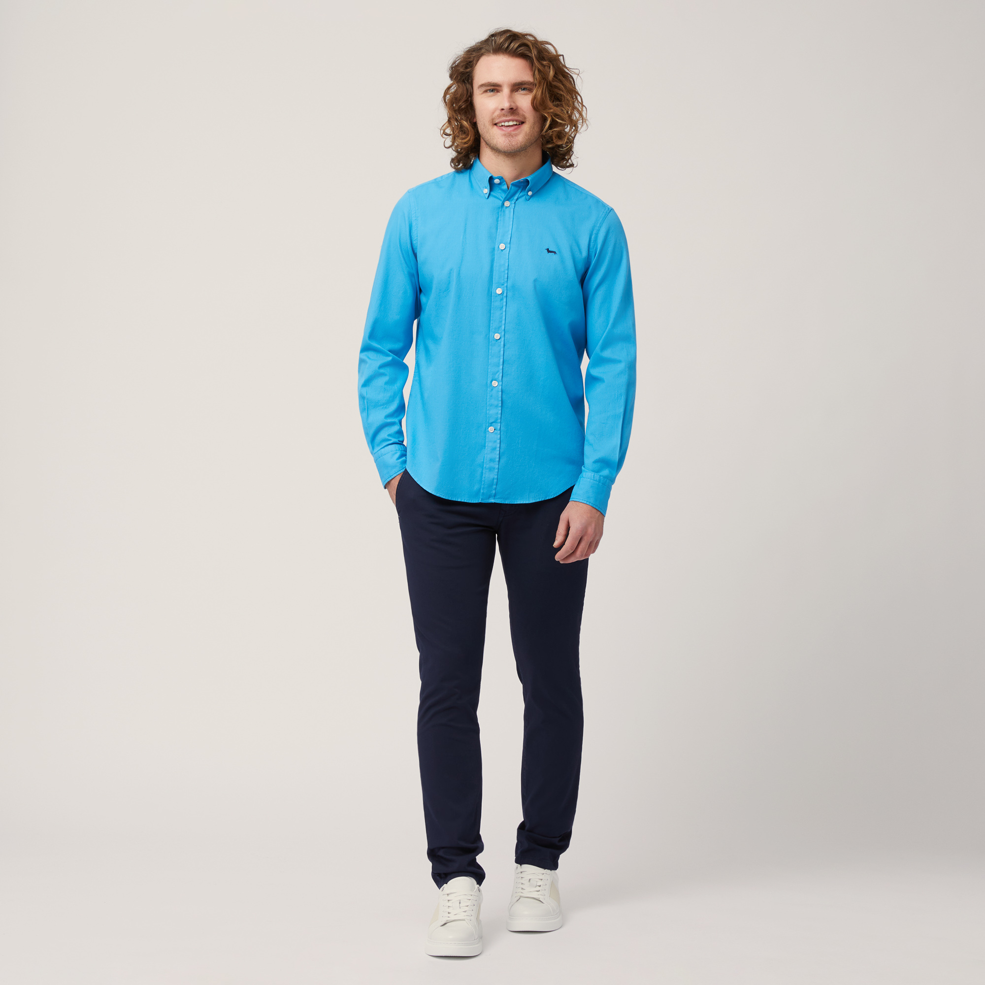 Camisa de algodón con interiores a contraste, Azul, large image number 3
