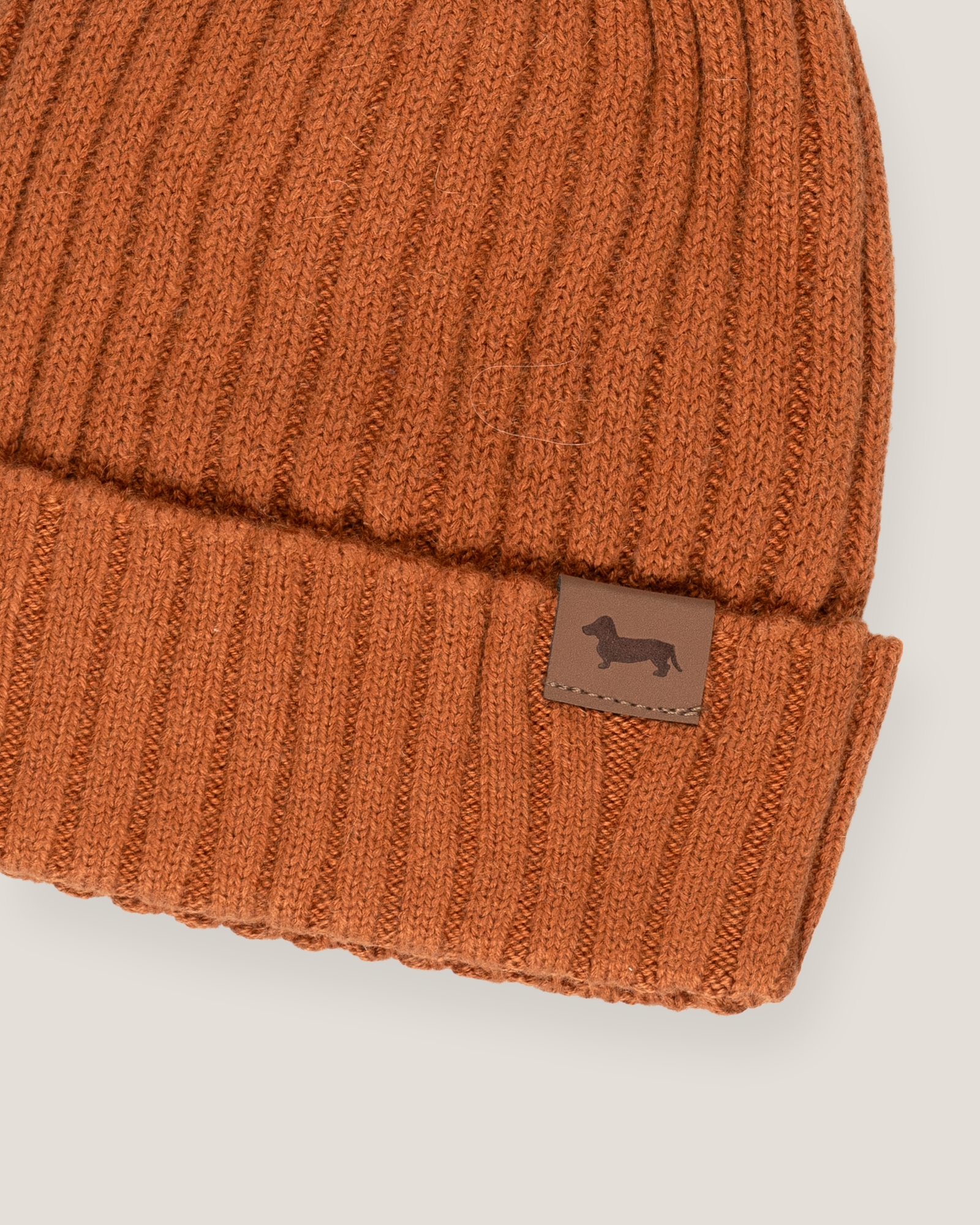 Gorro acanalado de mezcla de lana, Terracota, large