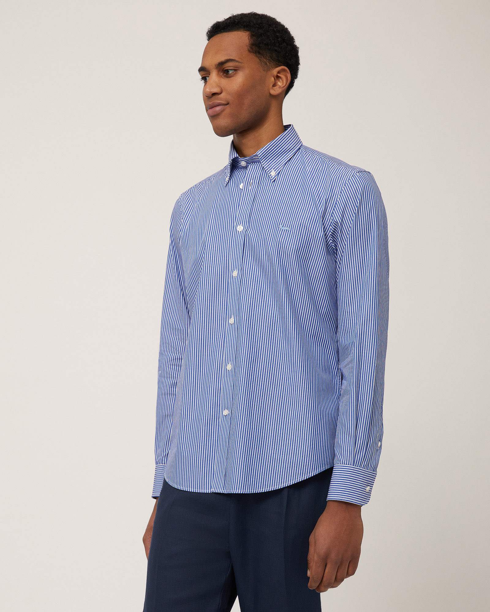 Cotton Shirt, Navy Blue, large
