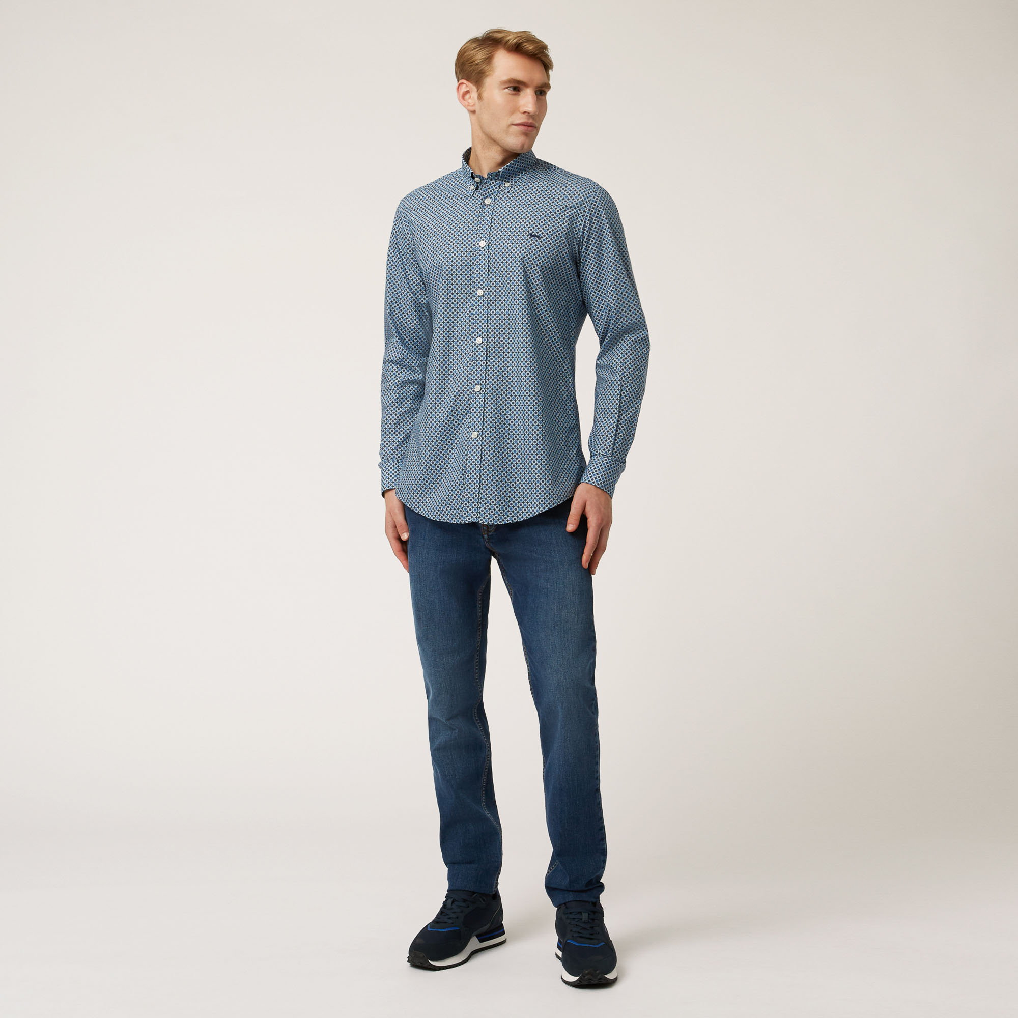 Cotton Shirt With Pattern All Over, Blue, large image number 3