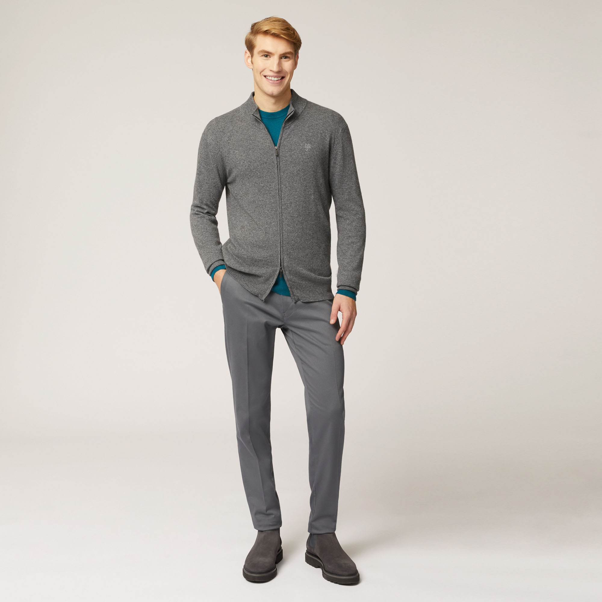 Pullover Full Zip, Grigio, large image number 3