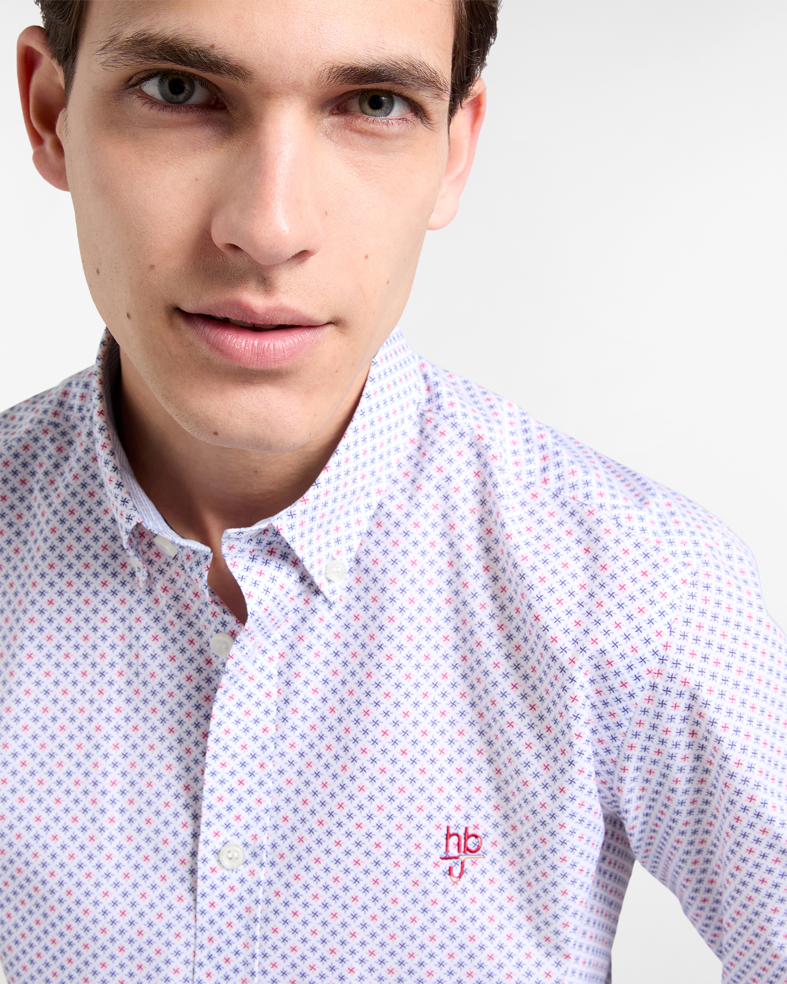 Camicia Uomo Micro Stampa Narrow Fit, Bianco, large image number 2