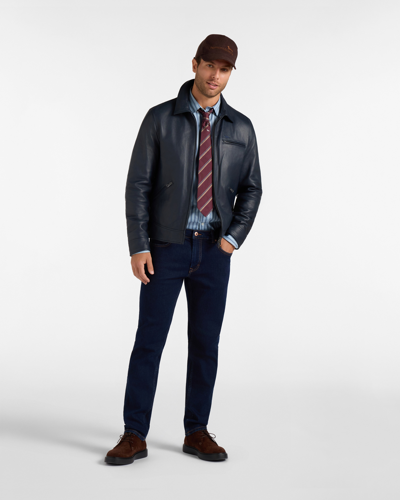 SHIRT-COLLAR BOMBER JACKET, NAVY BLUE, large image number 3