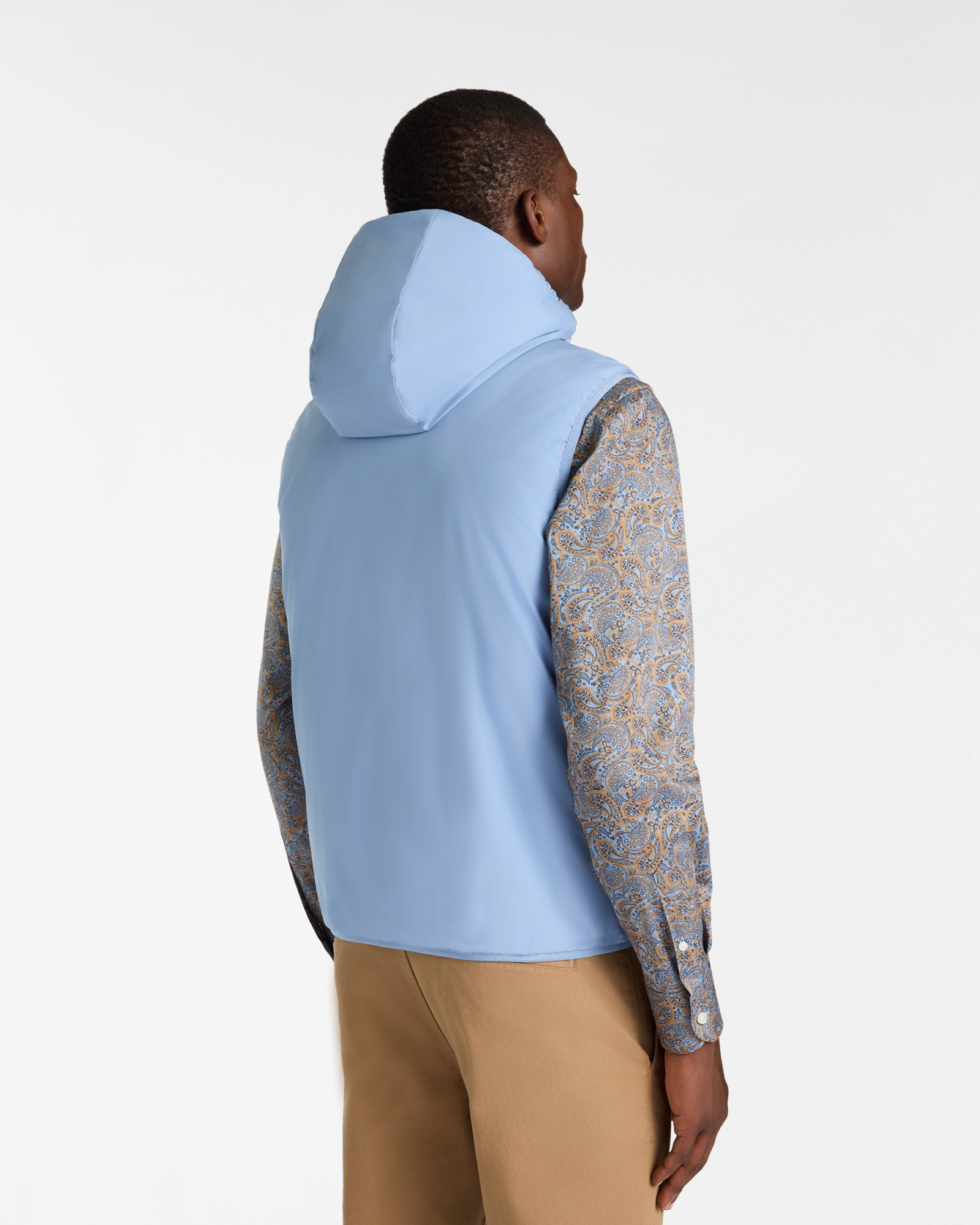 Double-Faced Hooded Vest, Light Blue, large image number 1
