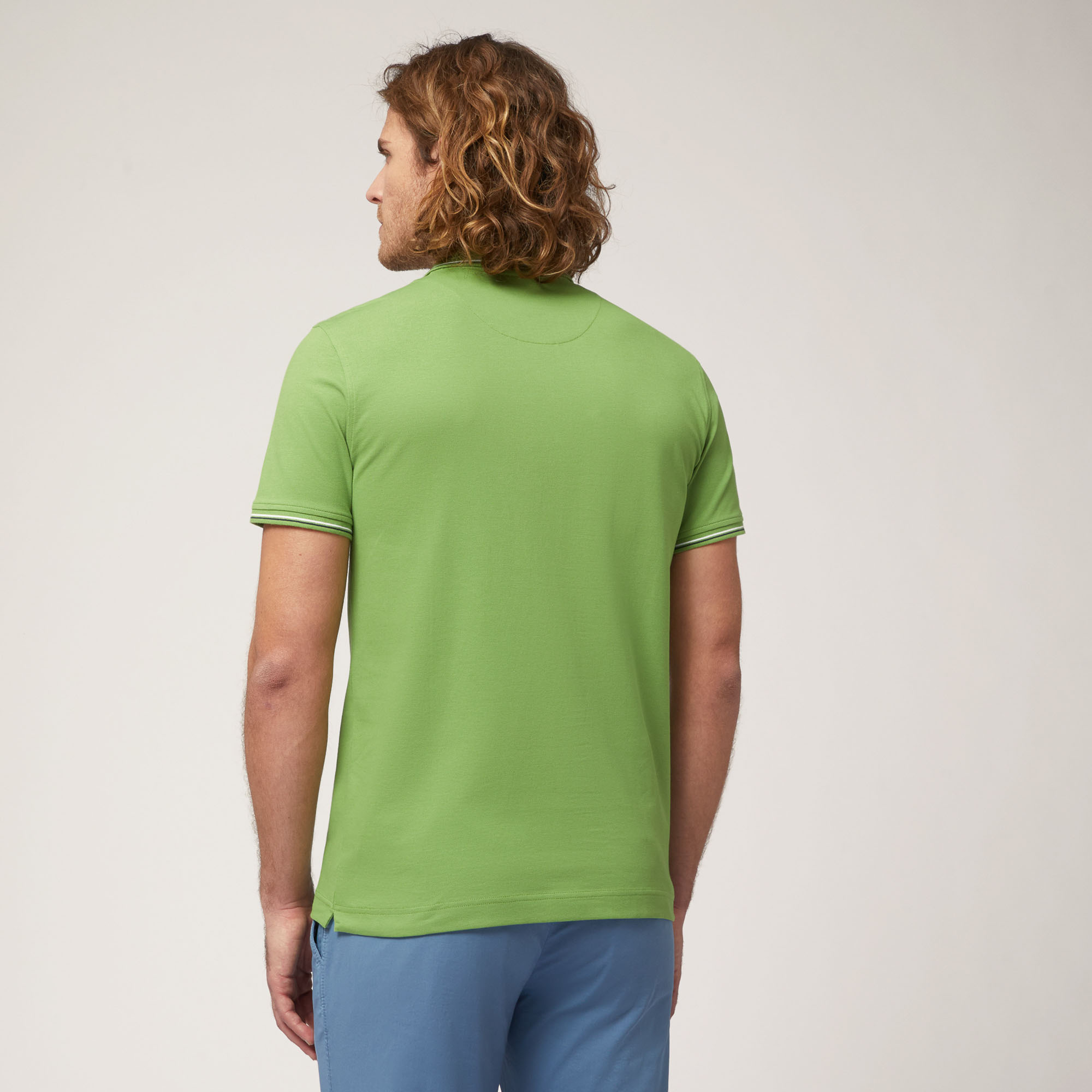 Polo with Striped Details, Green, large image number 1