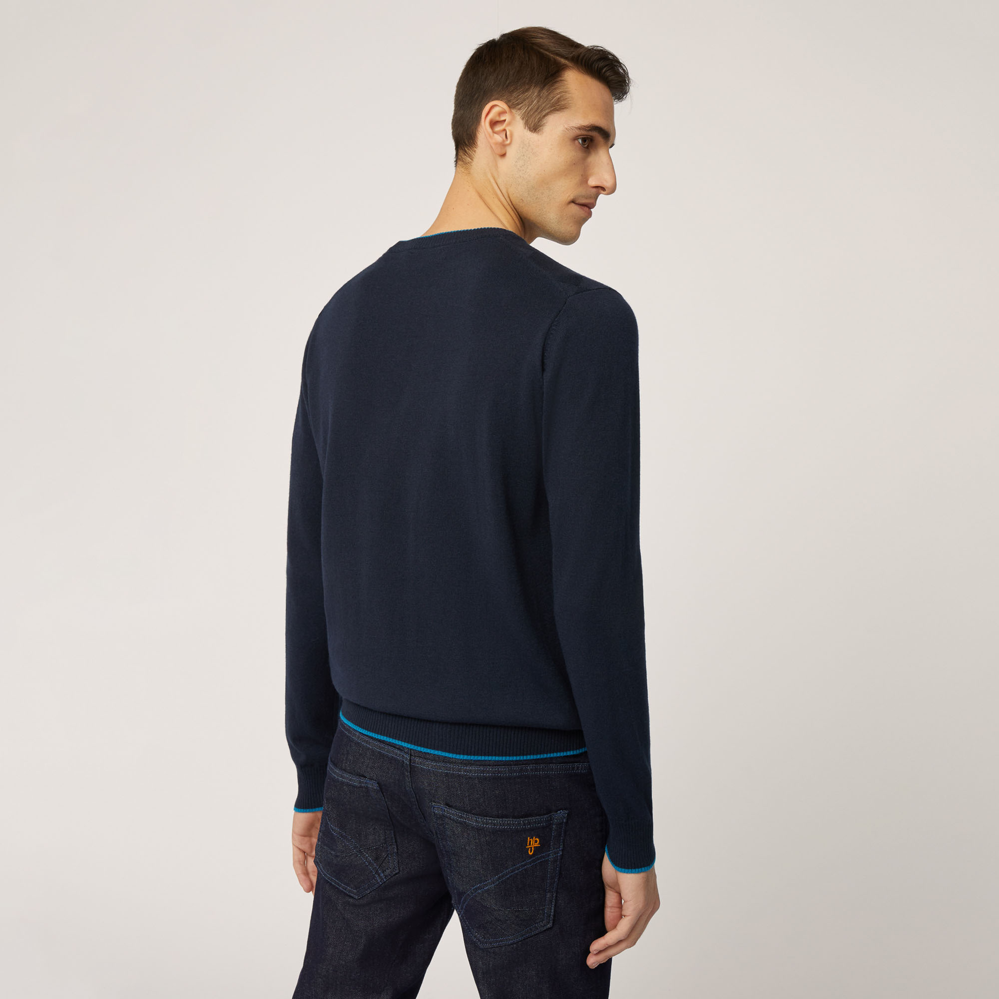 Pullover Girocollo  A Rombi, Light Blue, large image number 1