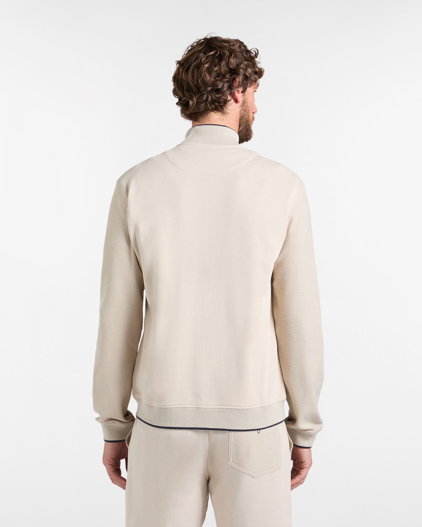 Felpa Uomo Full Zip e Tasche in Tessuto Reverse