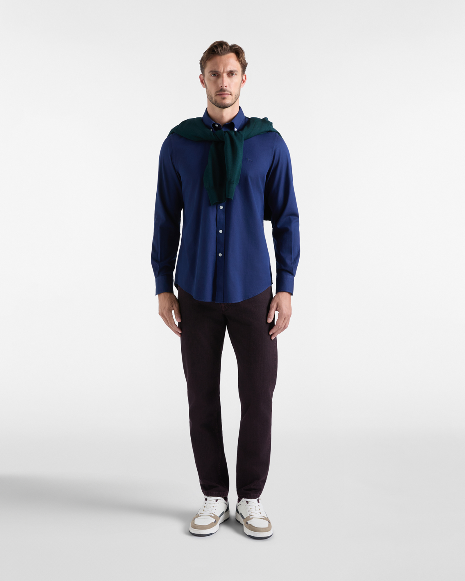 Men's regular-fit sport dark blue micro jacquard shirt, SPORT BLUE, large image number 3