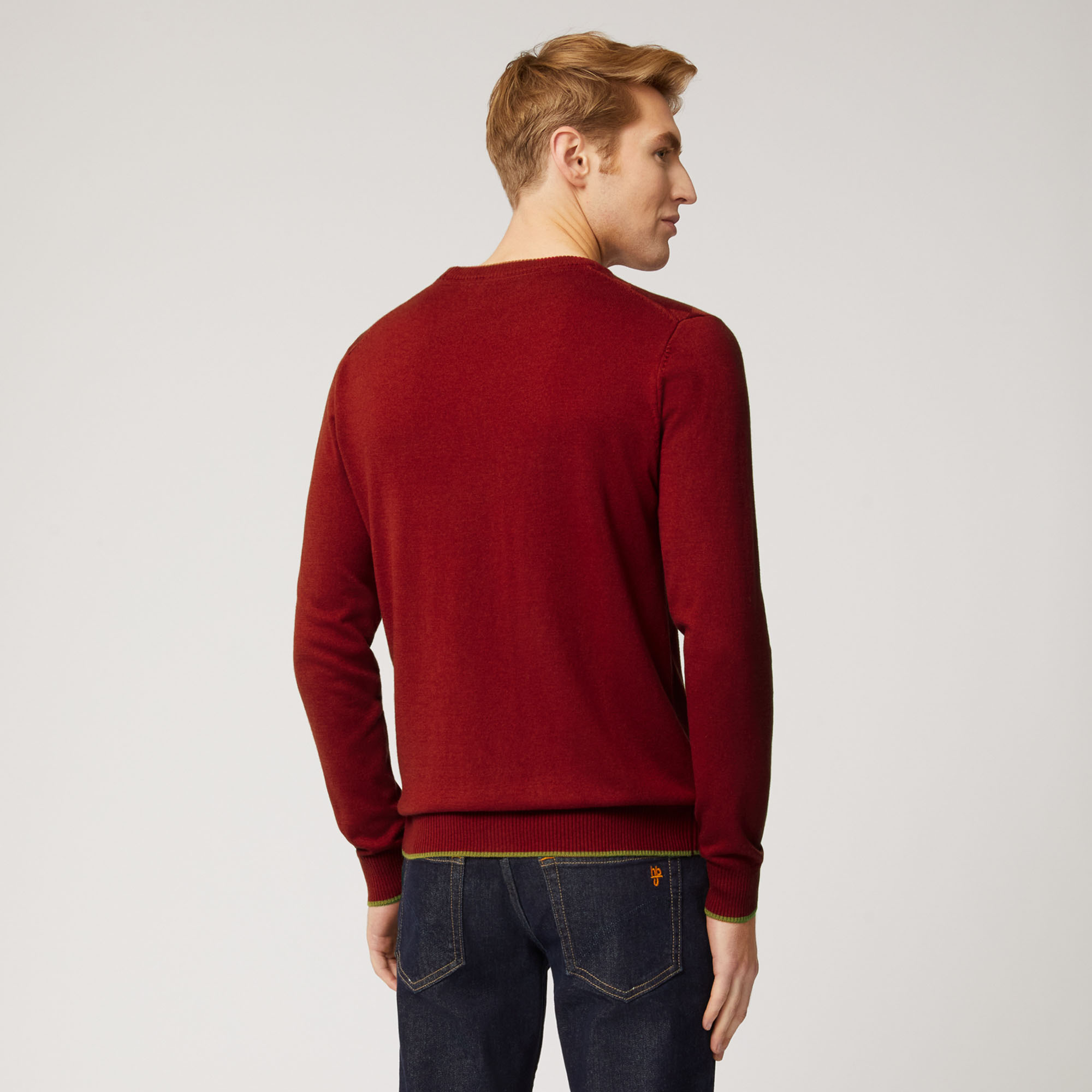 Pullover Girocollo  A Rombi, Rosso, large image number 1