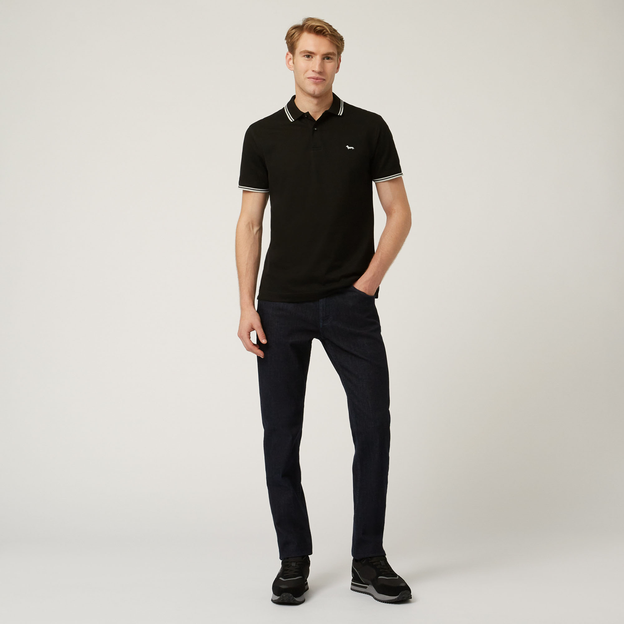 Essentials polo shirt in plain coloured cotton, Black, large image number 3