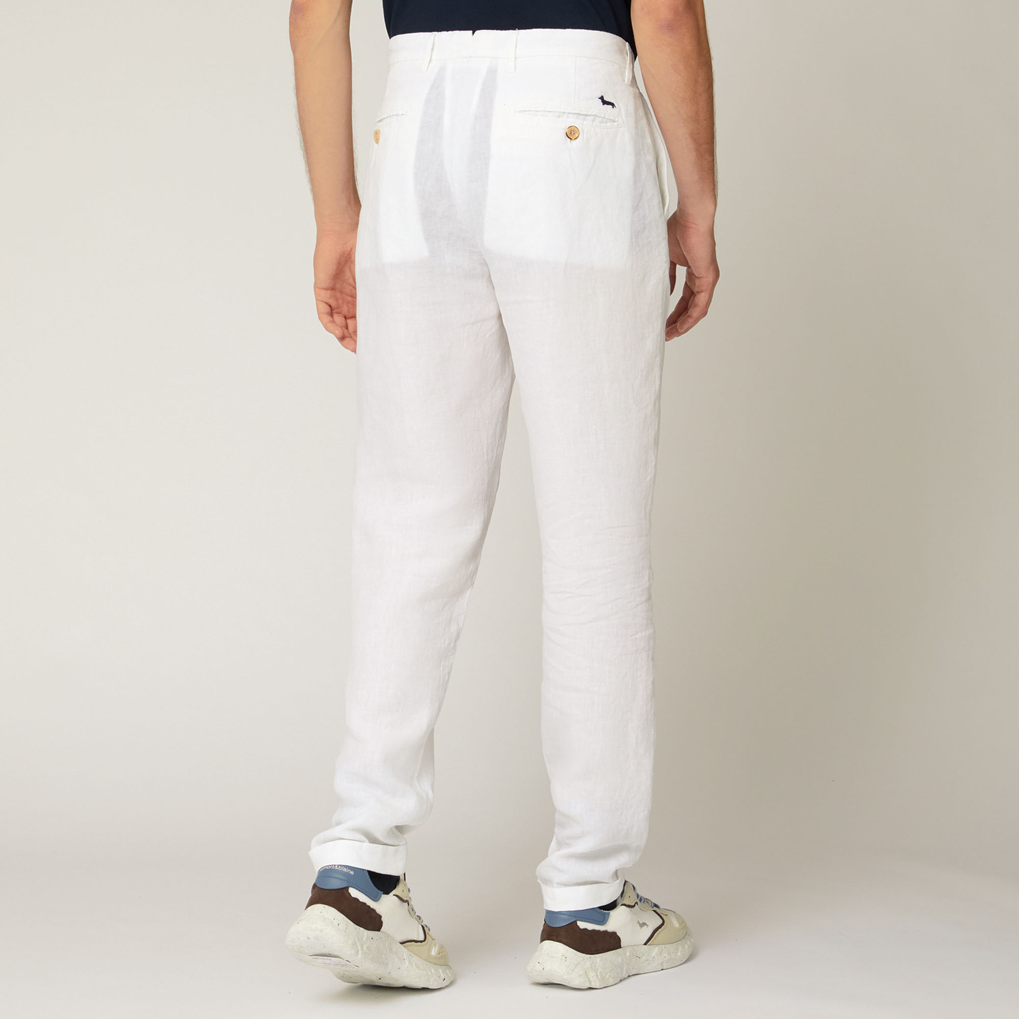 Pantaloni In Lino, Bianco, large image number 1