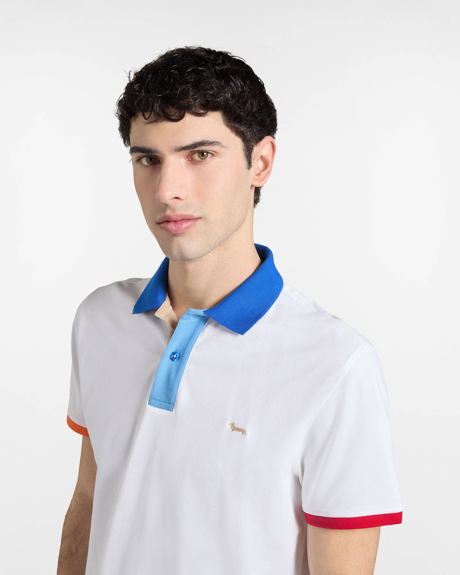 Polo Collo Ed Orli Contrasto, Bianco, large image number 2