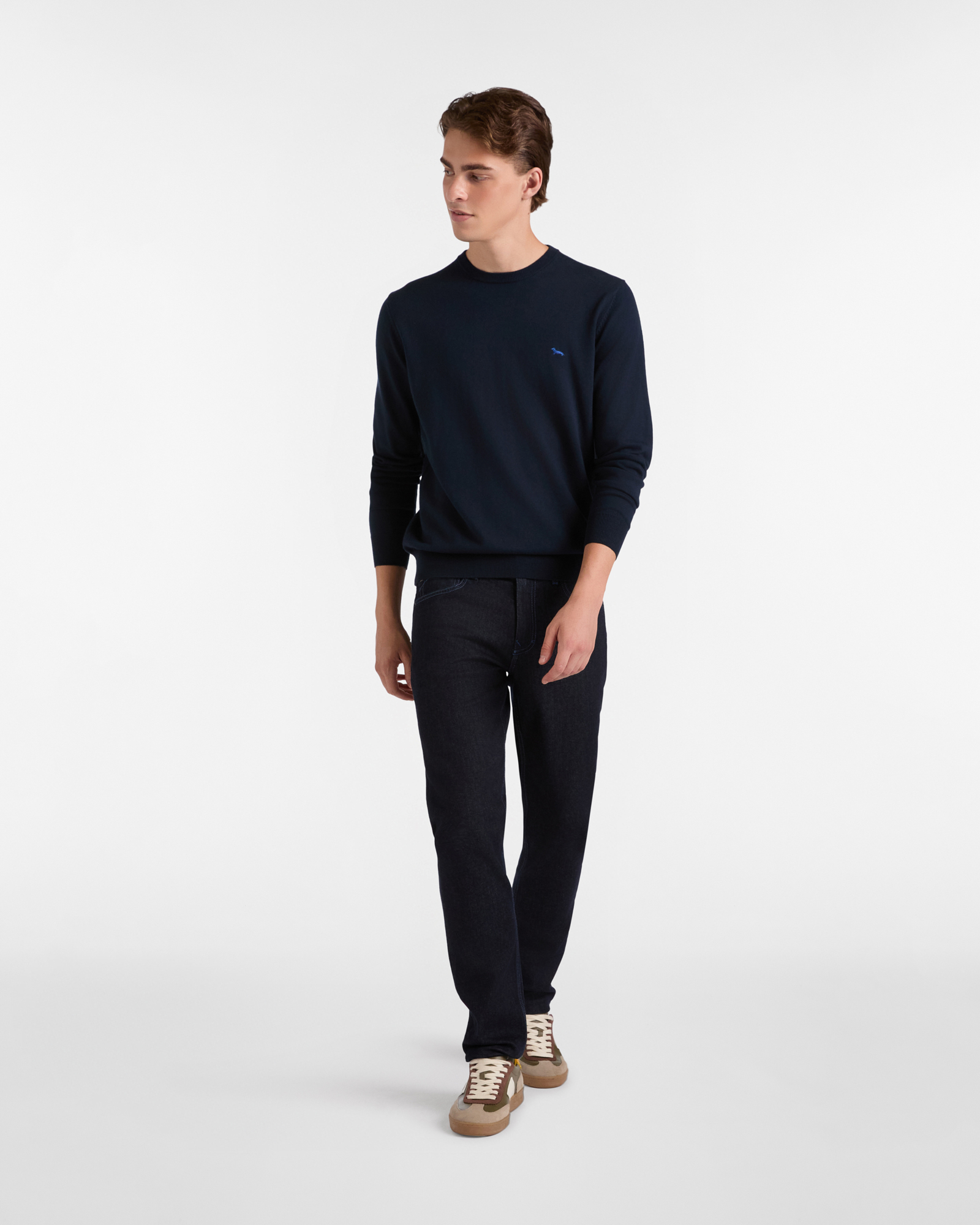 Wool and Cotton Pullover, Navy Blue, large image number 3