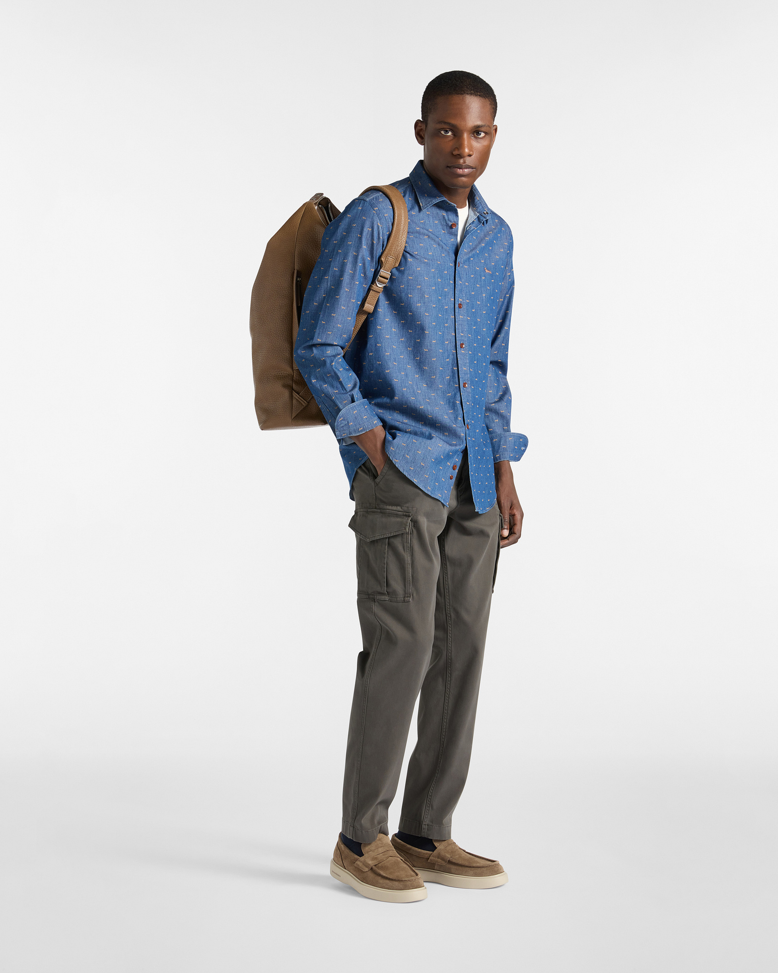 All-over logo denim shirt, Brown, large image number 3