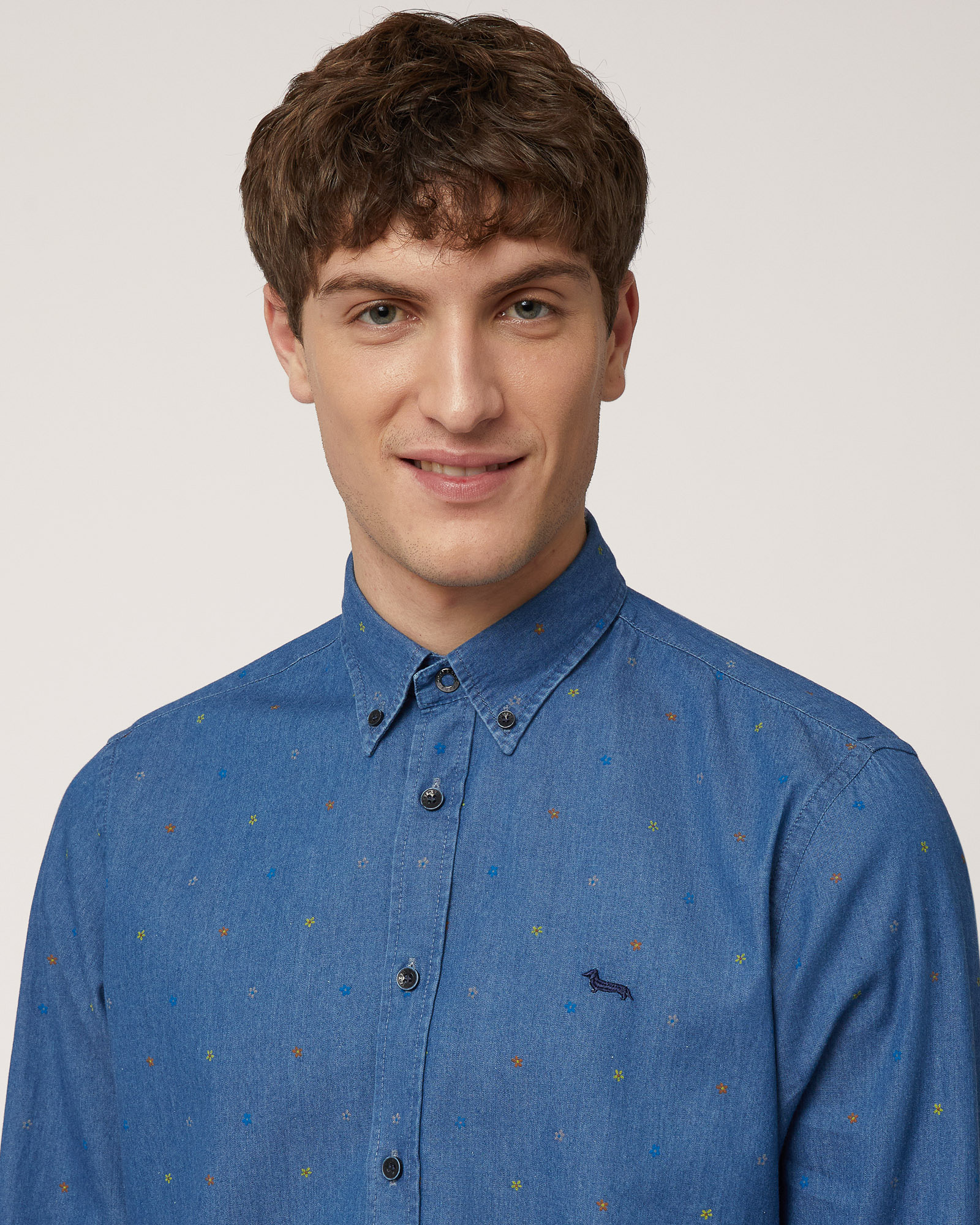 Shirt with Micro Flowers, Denim Blue, large image number 2