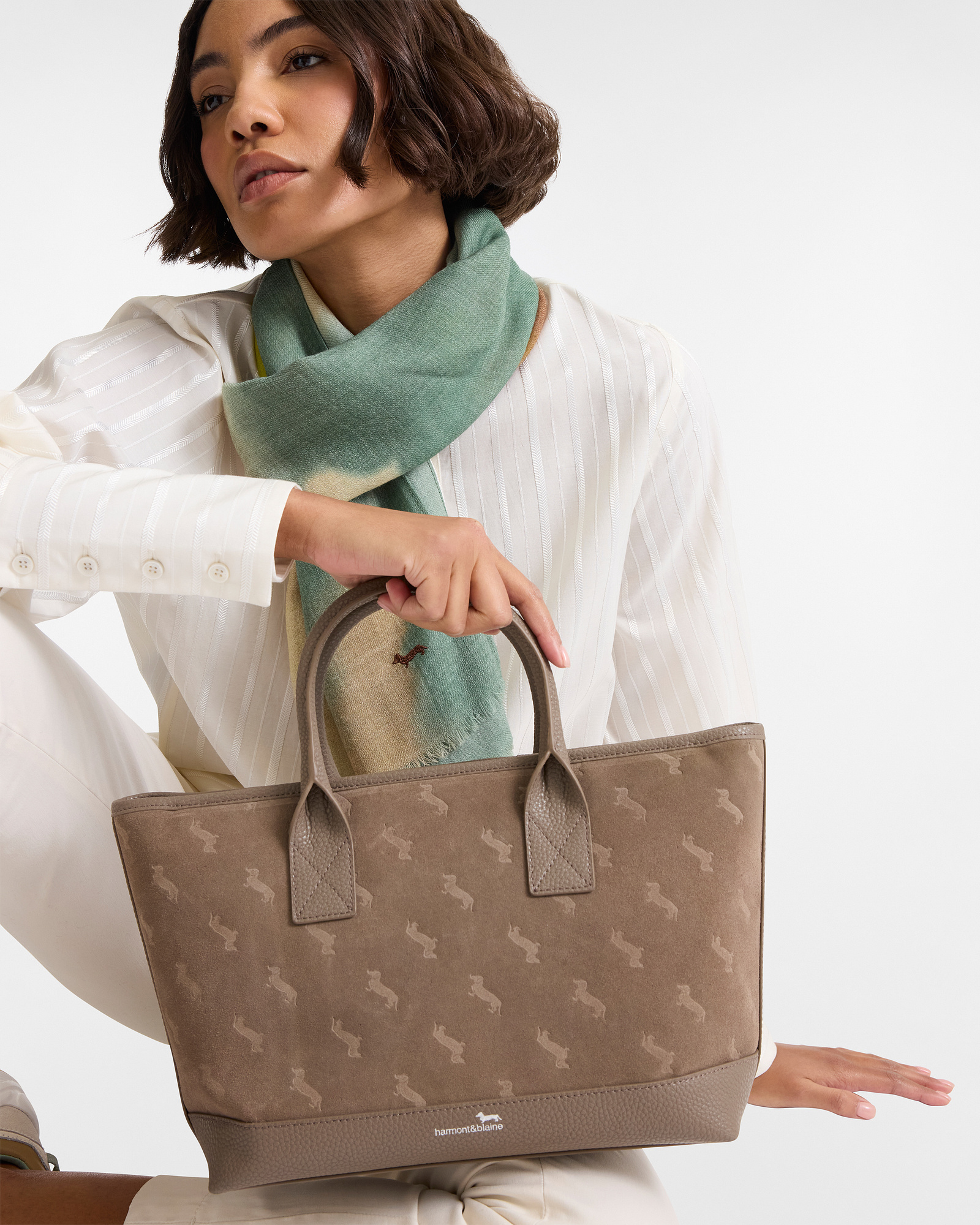 Leather Bag with Dachshunds, Mud, large image number 3