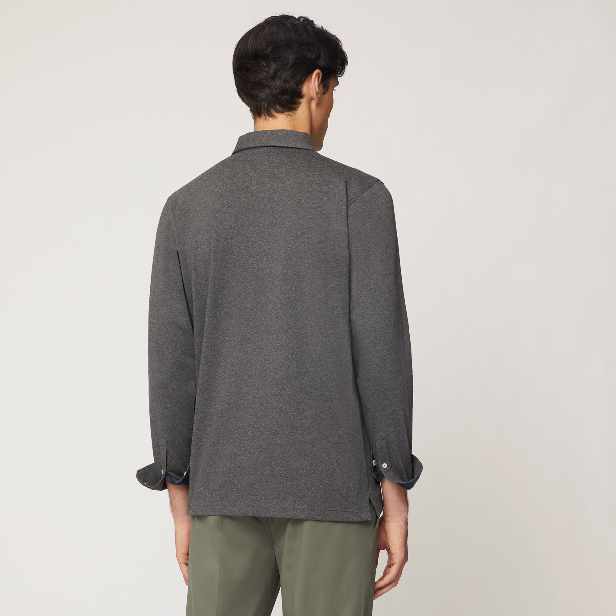 Polo Regular Fit Con Collo E Polsi Stile Camicia, Grigio, large image number 1