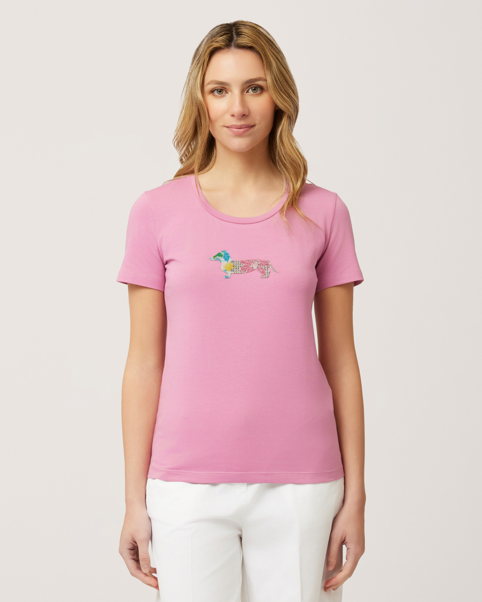 T-Shirt Con Bassotto Decorato