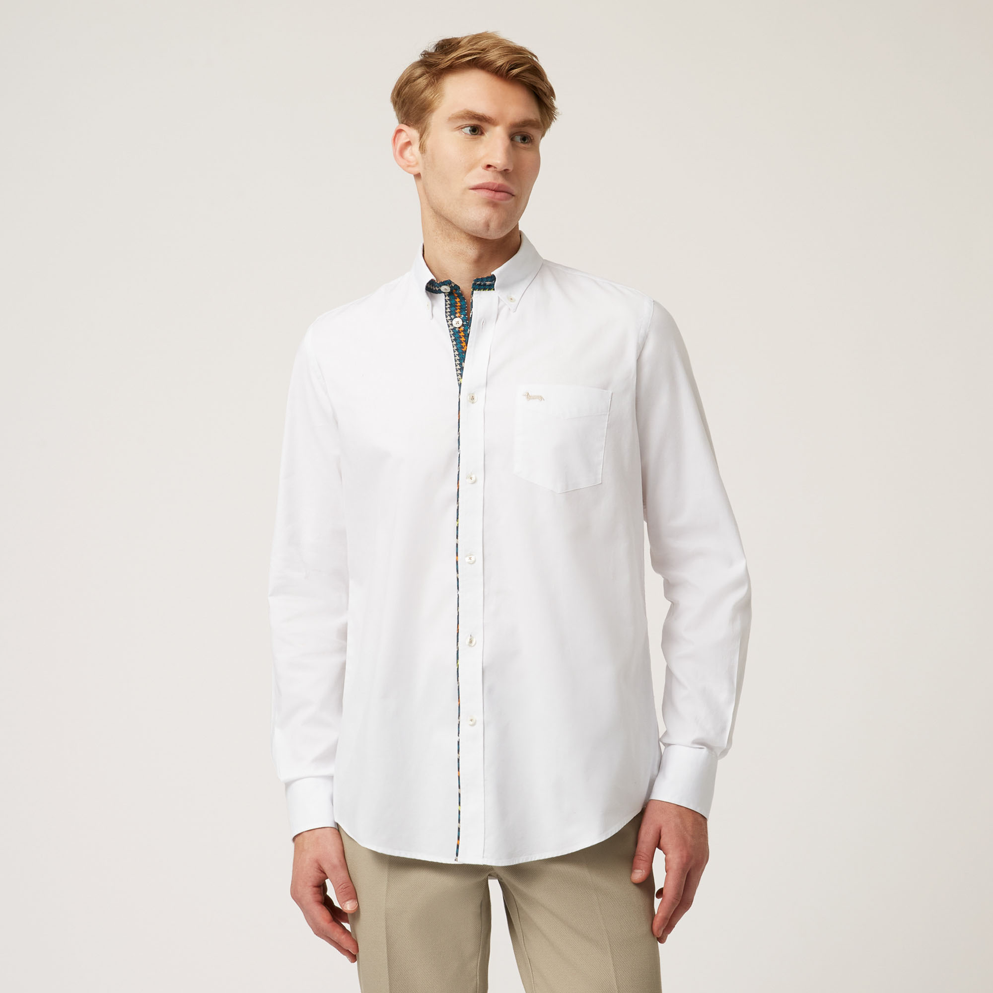 Shirt With Contrasting Detail And Small Pocket, White, large