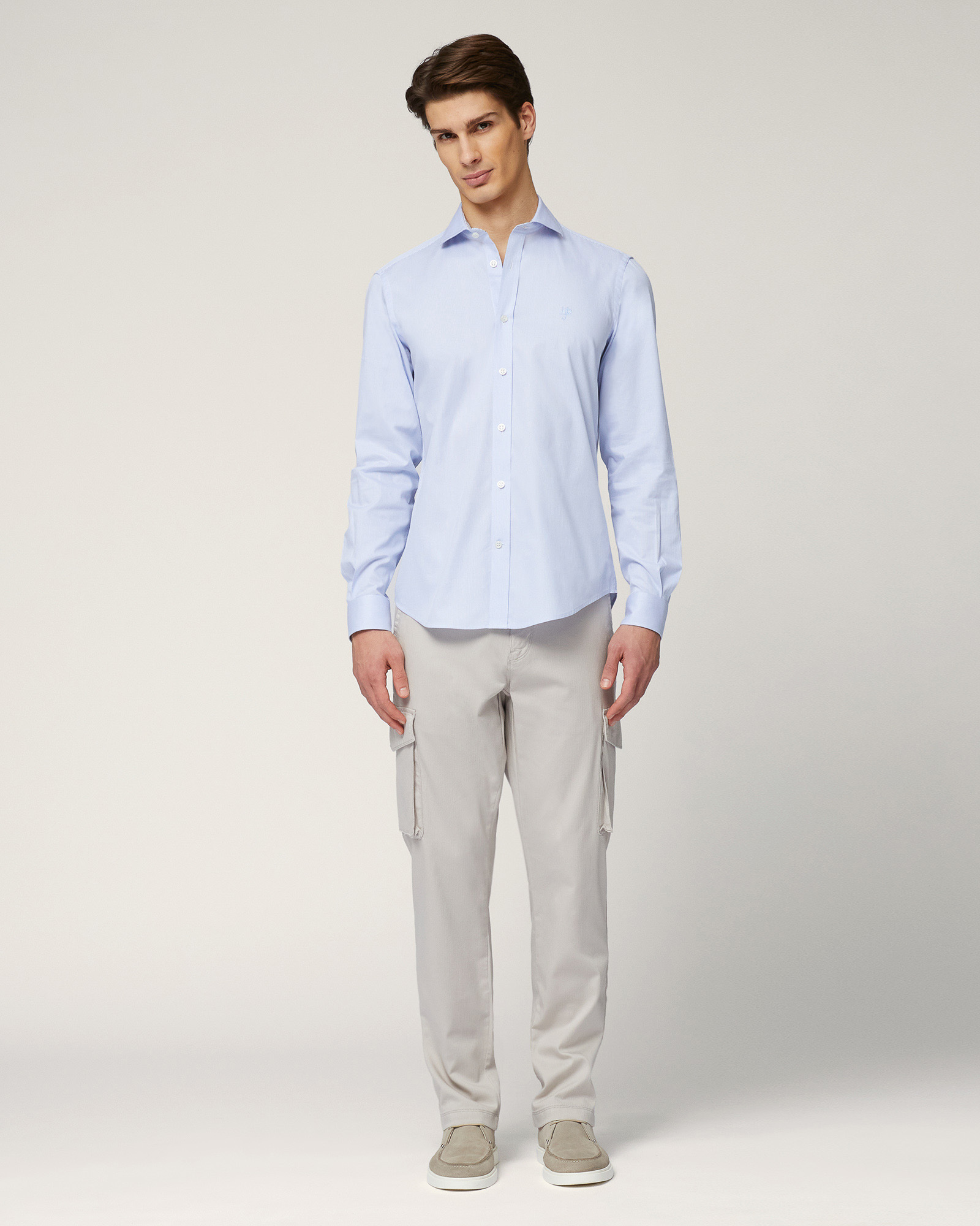 Micro-Striped Cotton Shirt, Sport Blue, large image number 3