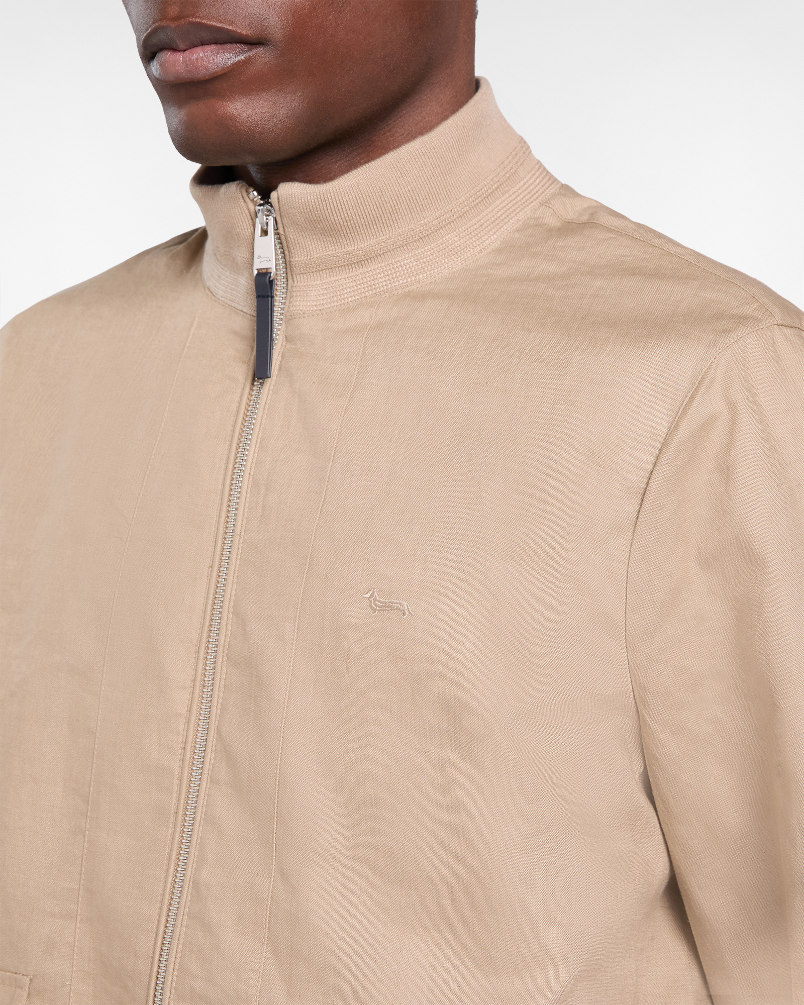Men's waterproof linen bomber jacket, Beige, large image number 2
