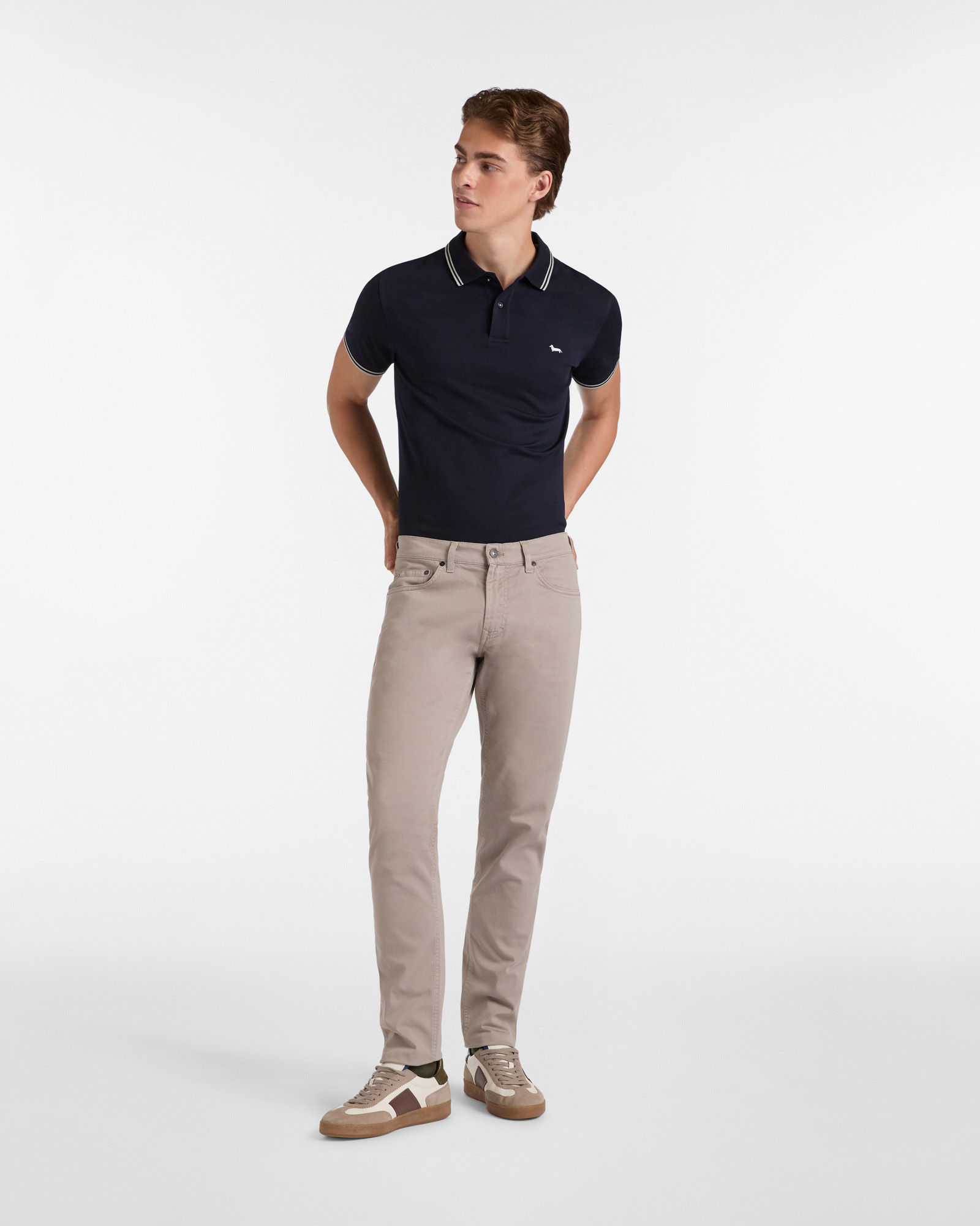 Essentials trousers in plain coloured cotton, Beige, large image number 3