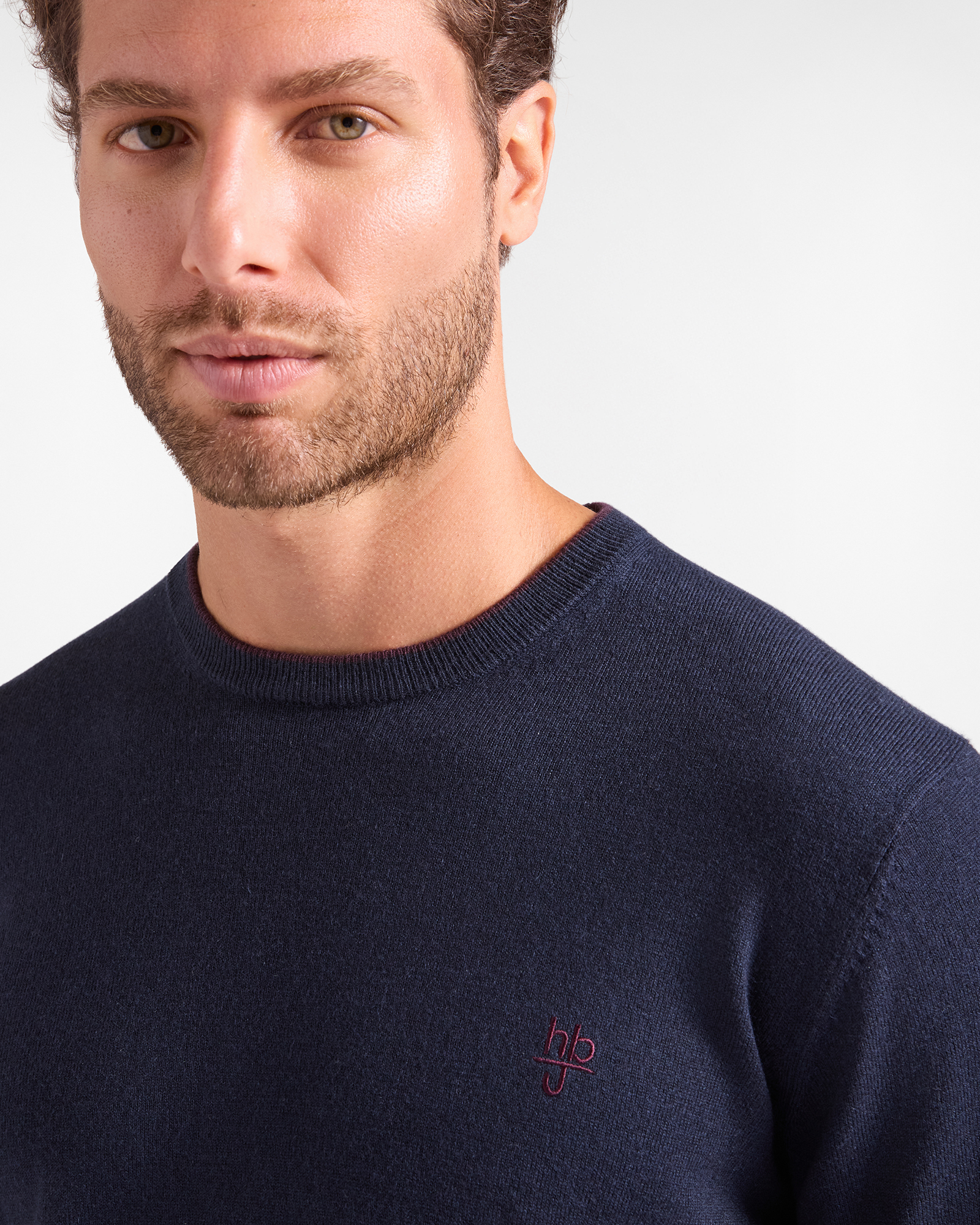 Maglia Girocollo HBJ Uomo in misto lana, BLU SCURO, large