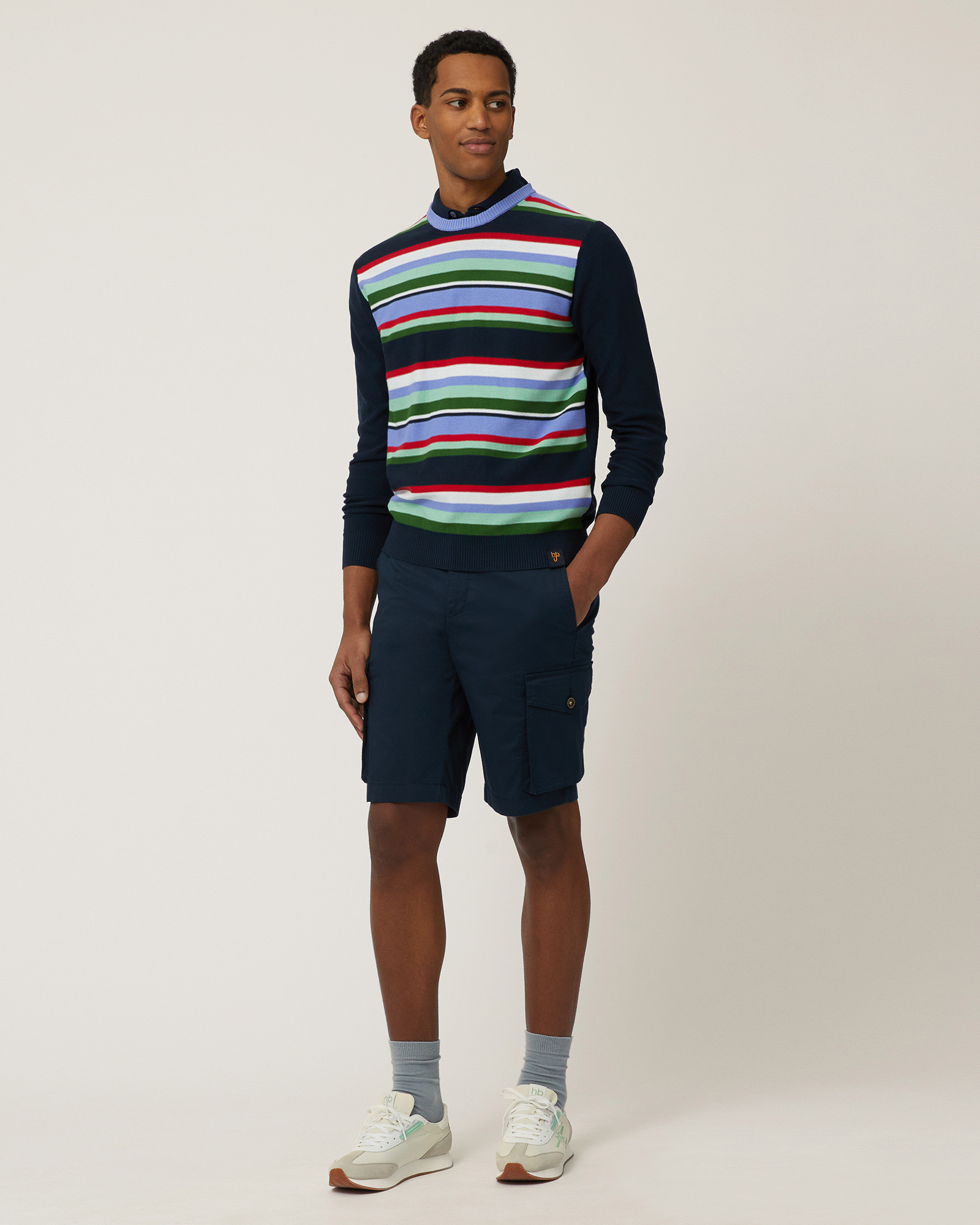 Sweater with Striped Front, Black, large image number 3