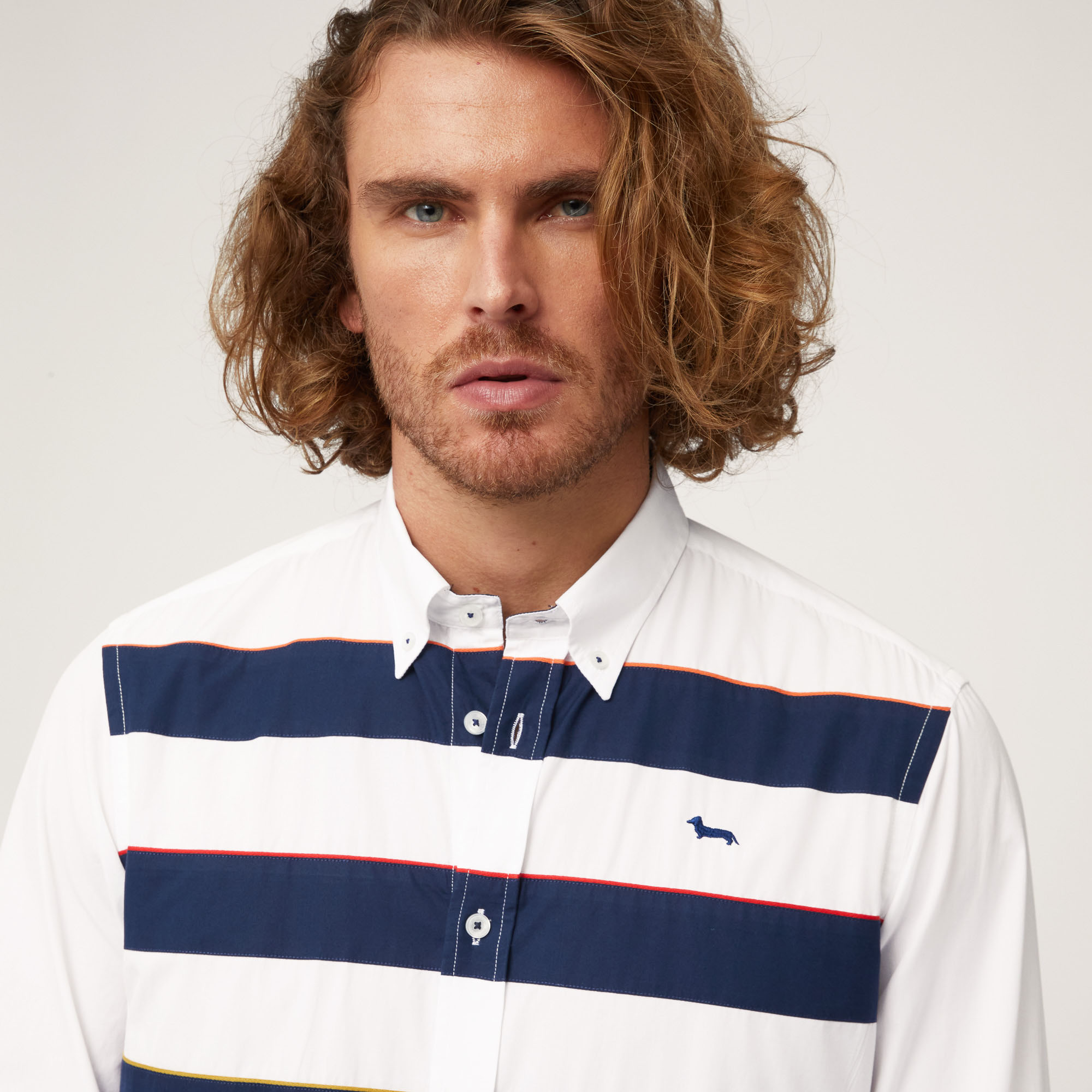 Camisa de algodón con franjas horizontales, Blanco, large image number 2